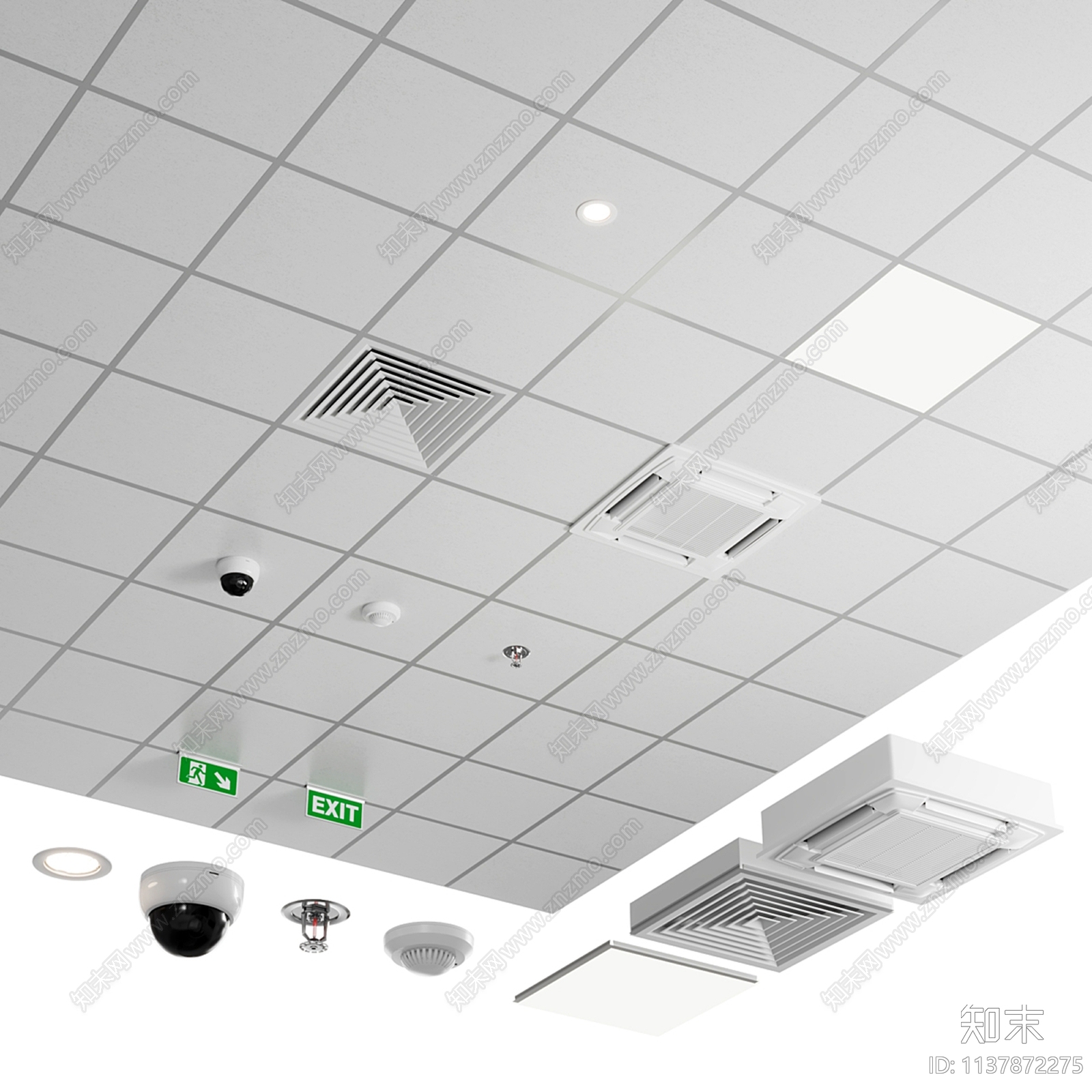 现代天花吊顶SU模型下载【ID:1137872275】