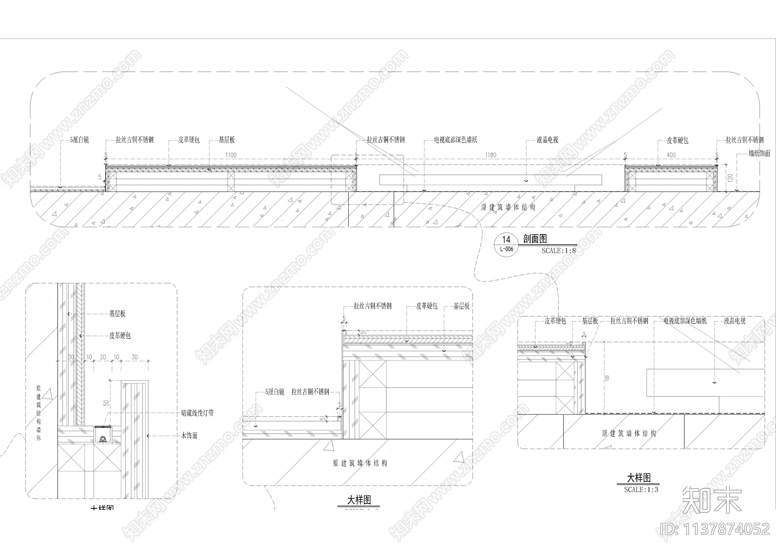 酒店客房标准单床房A型cad施工图下载【ID:1137874052】