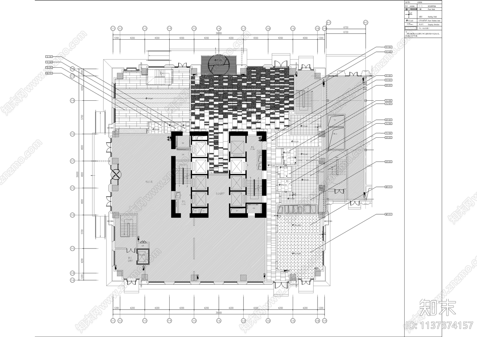 雅诗阁酒店大堂及咖啡厅cad施工图下载【ID:1137874157】