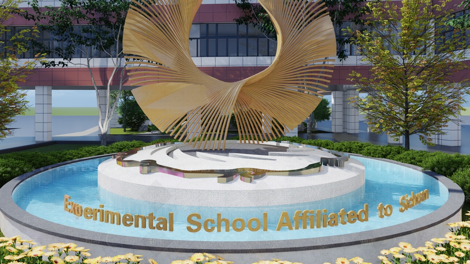 现代校园景观SU模型下载【ID:1137874354】
