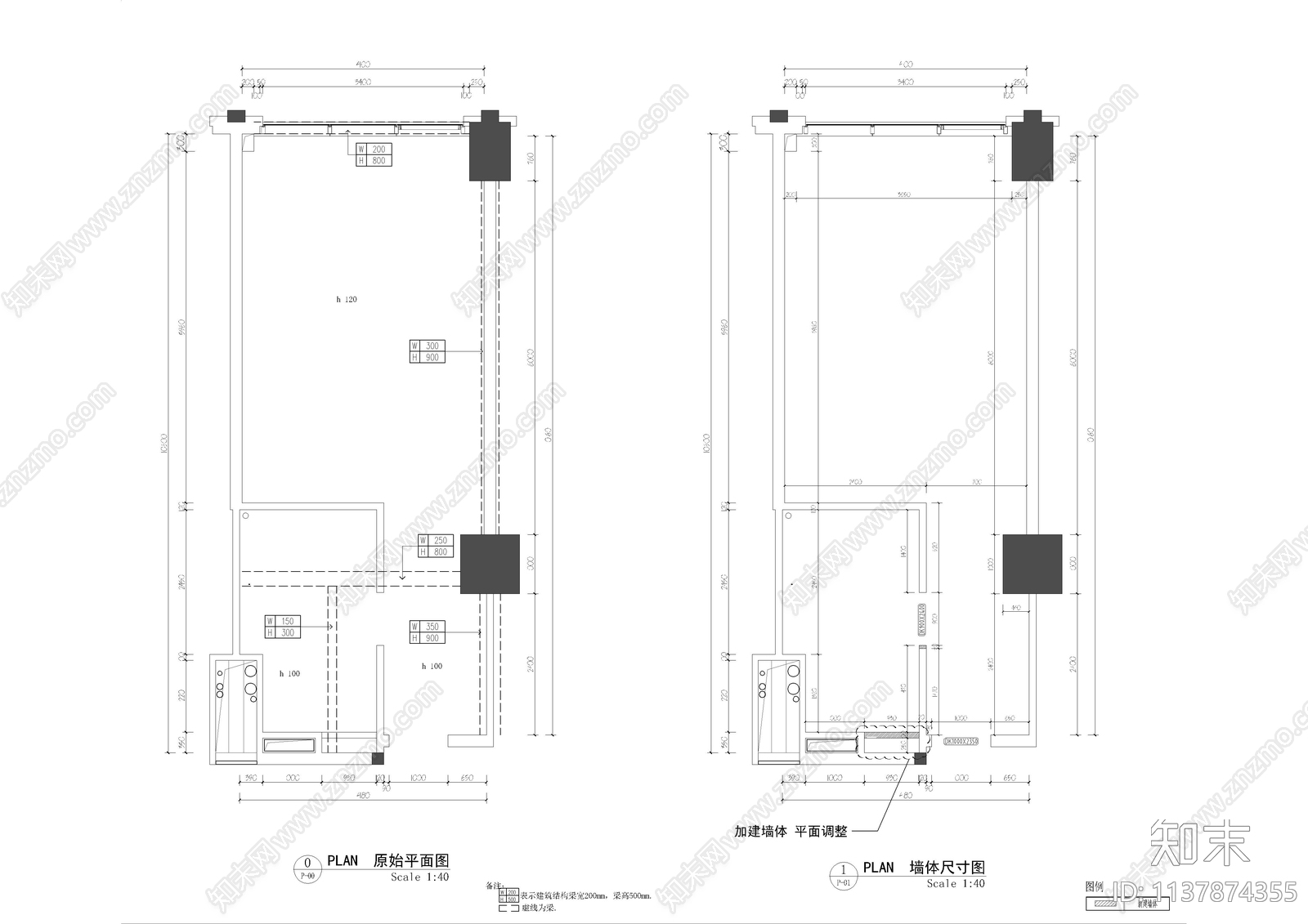 酒店标准双人房cad施工图下载【ID:1137874355】