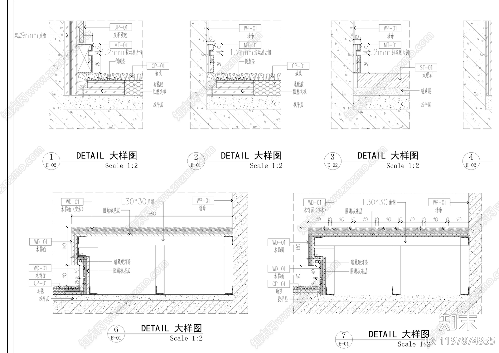 酒店标准双人房cad施工图下载【ID:1137874355】
