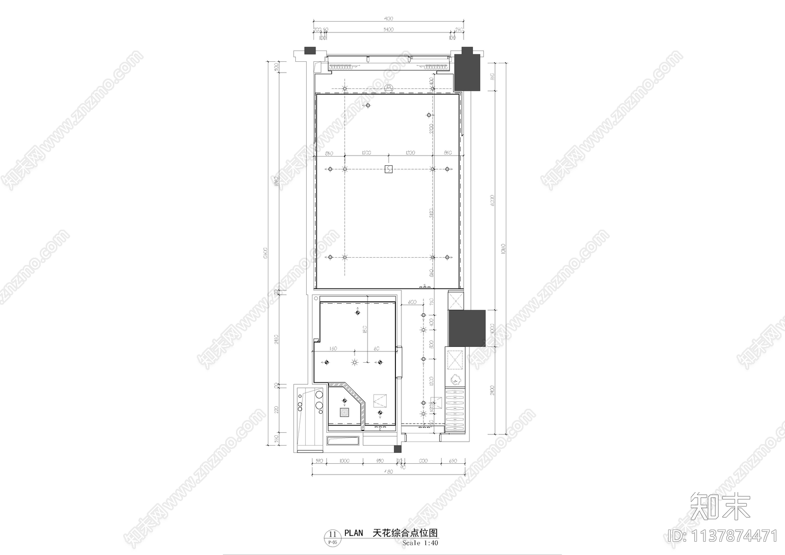 酒店客房标单人房cad施工图下载【ID:1137874471】