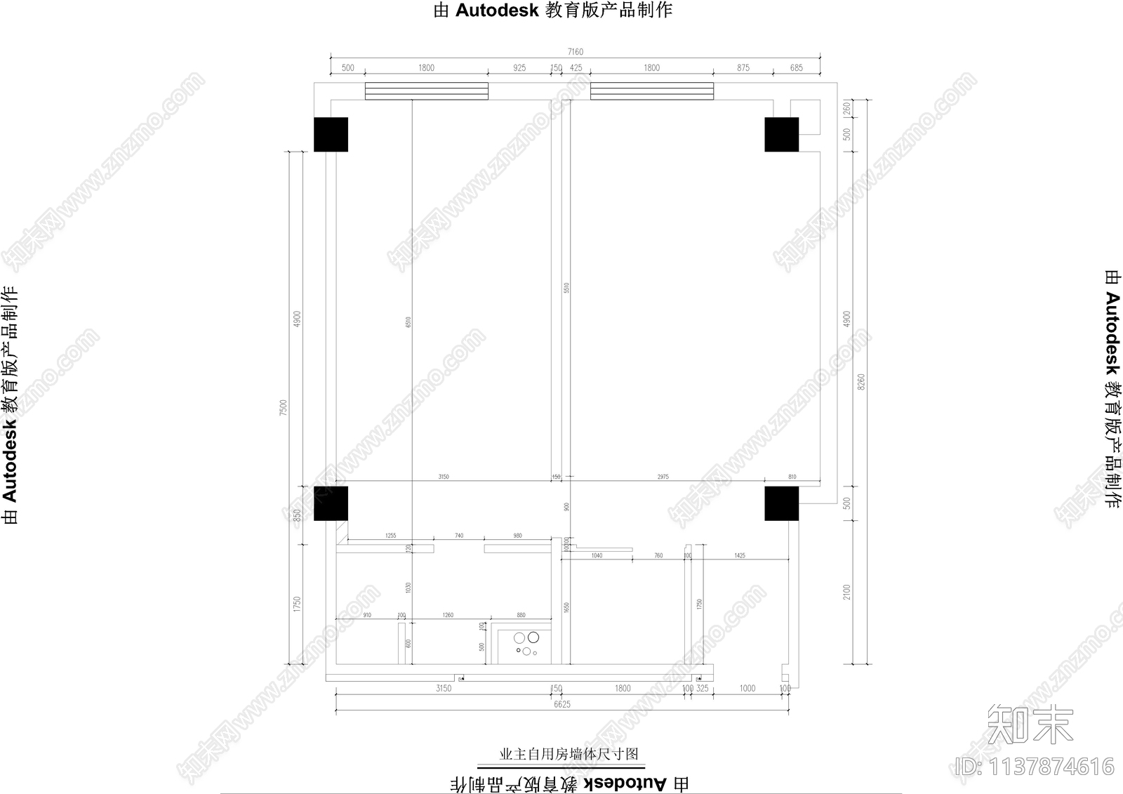 商务酒店套房cad施工图下载【ID:1137874616】