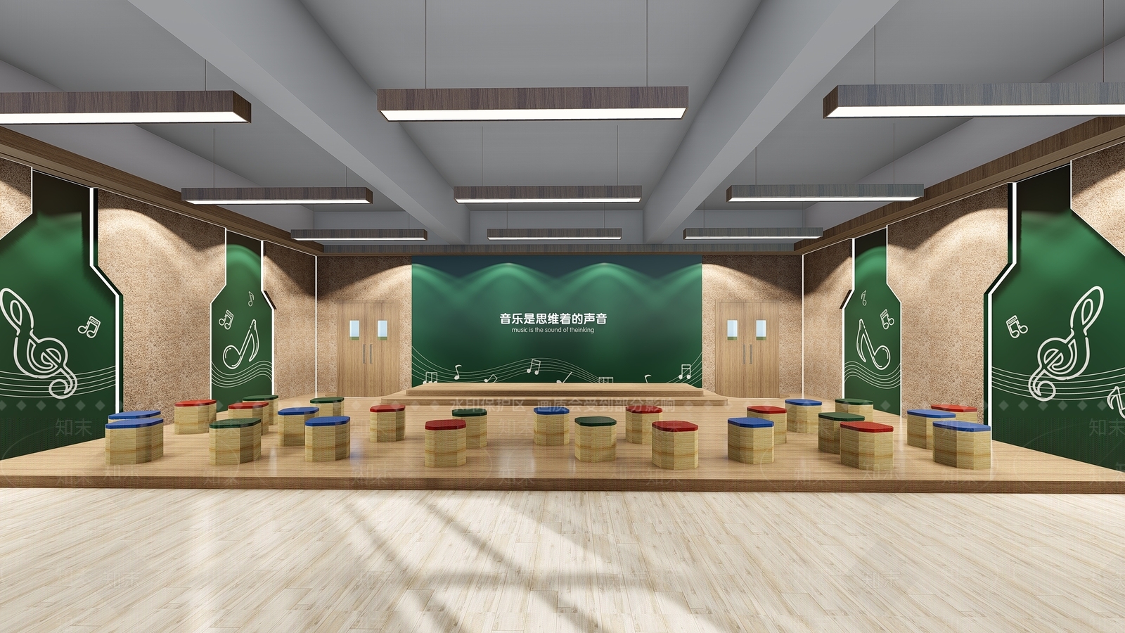 现代学校音乐教室SU模型下载【ID:1137874940】