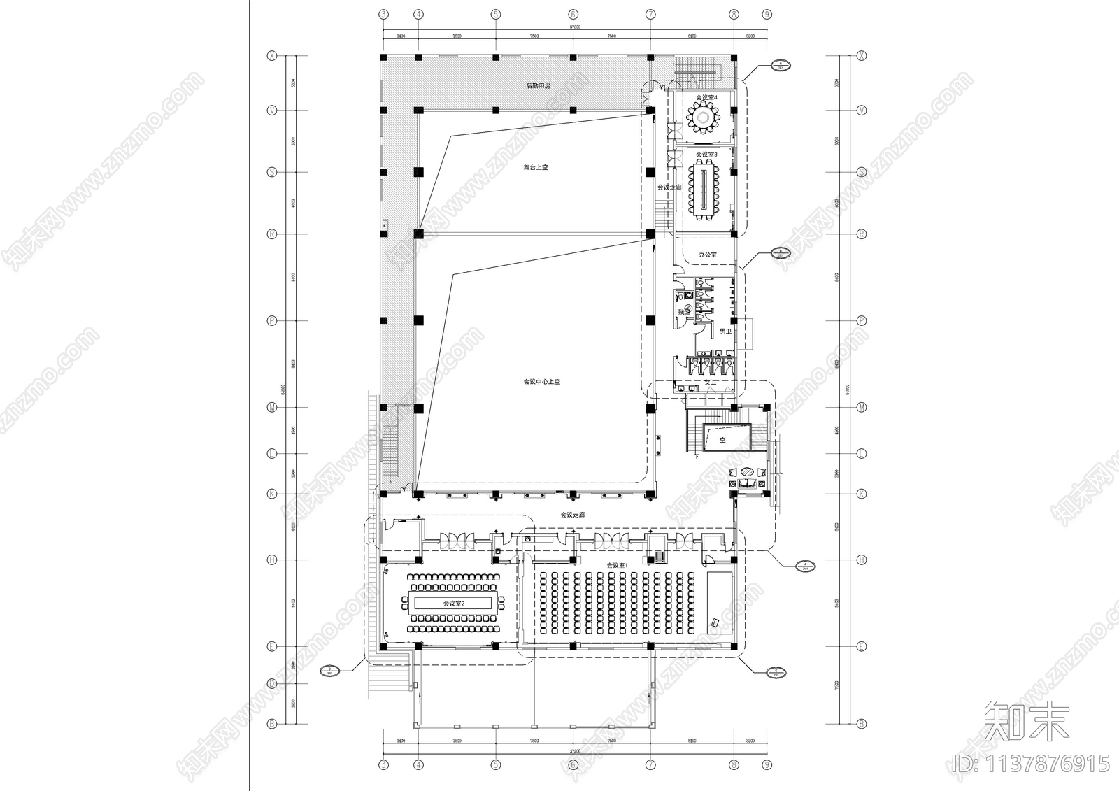 大会议室cad施工图下载【ID:1137876915】