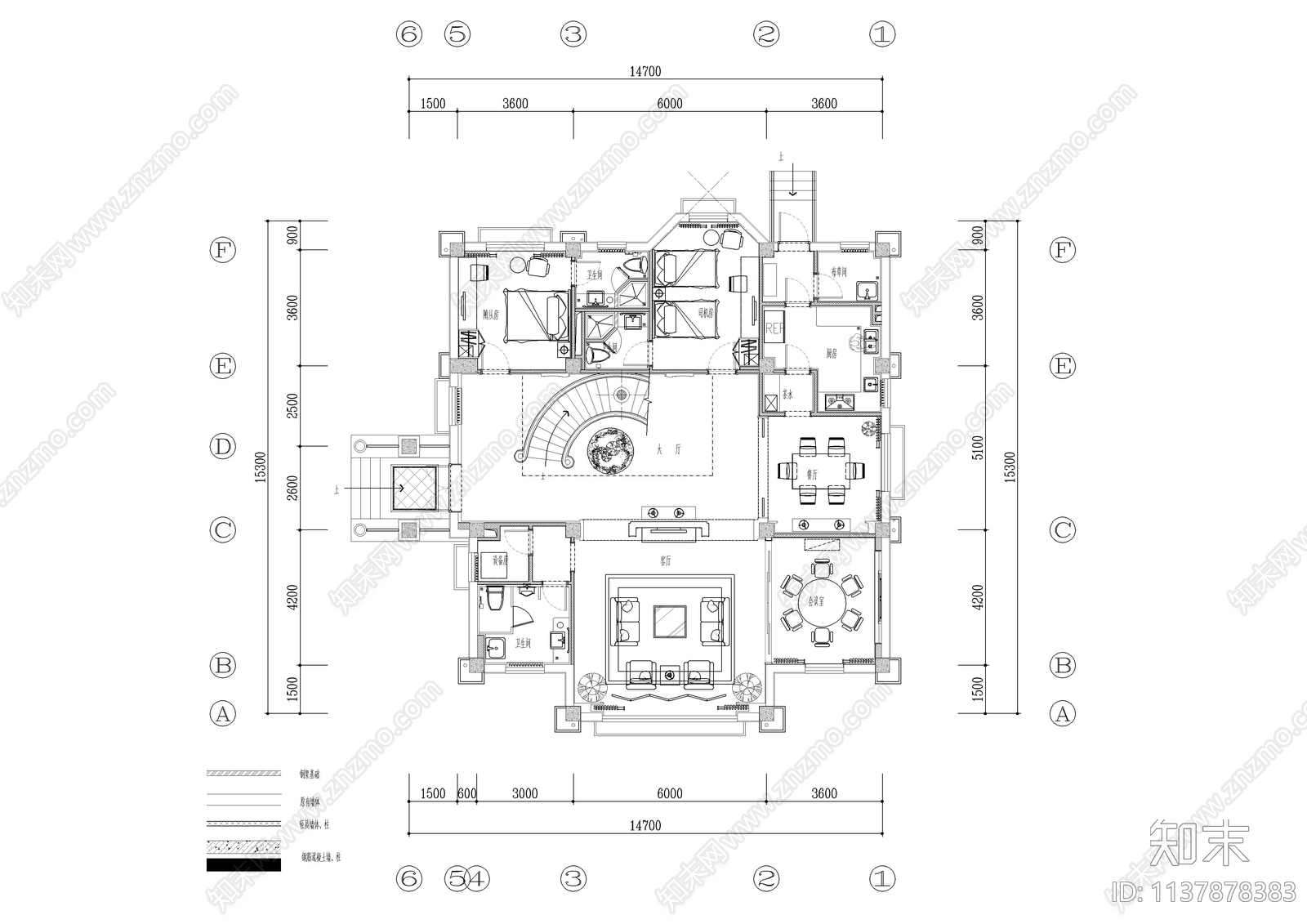 现代别墅cad施工图下载【ID:1137878383】