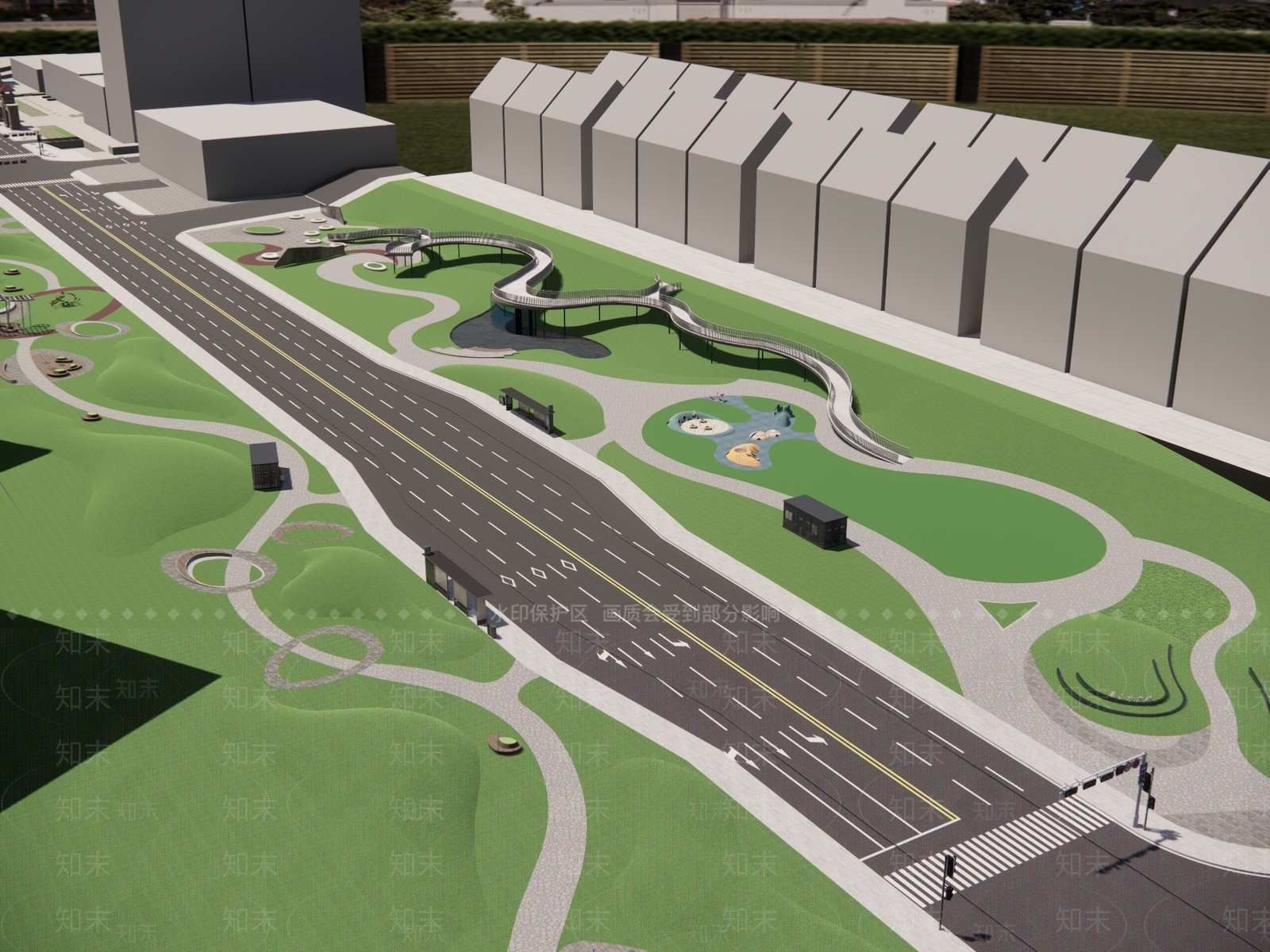 现代大型城市景观生态带形公园SU模型下载【ID:1137880339】