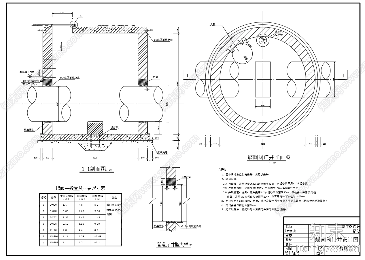 蝶阀井排气排泥阀门井结构配筋cad施工图下载【ID:1137881881】