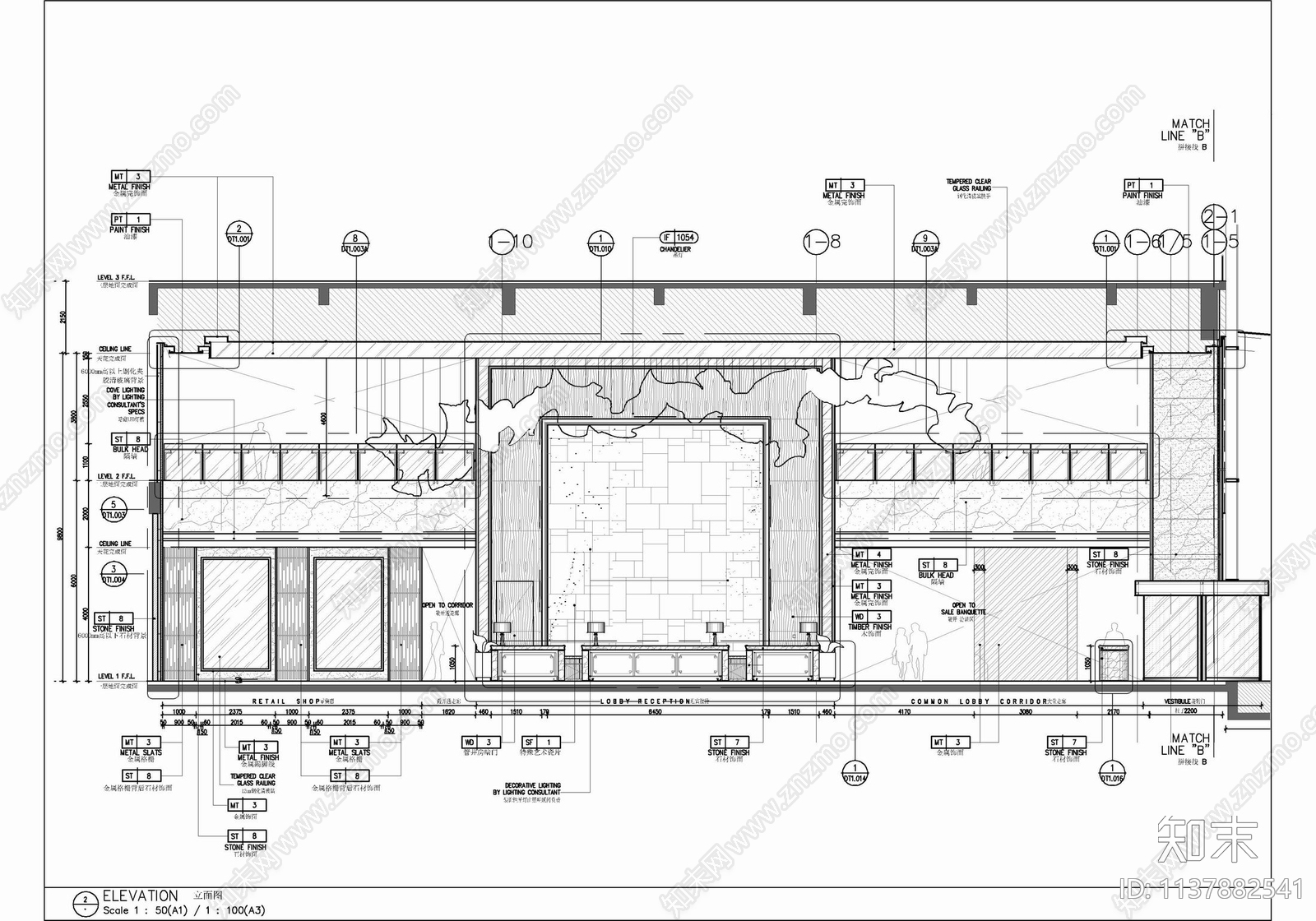 某酒店大堂接待区cad施工图下载【ID:1137882541】