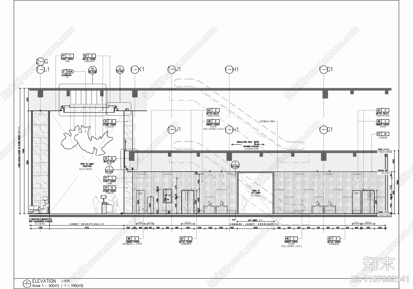 某酒店大堂接待区cad施工图下载【ID:1137882541】