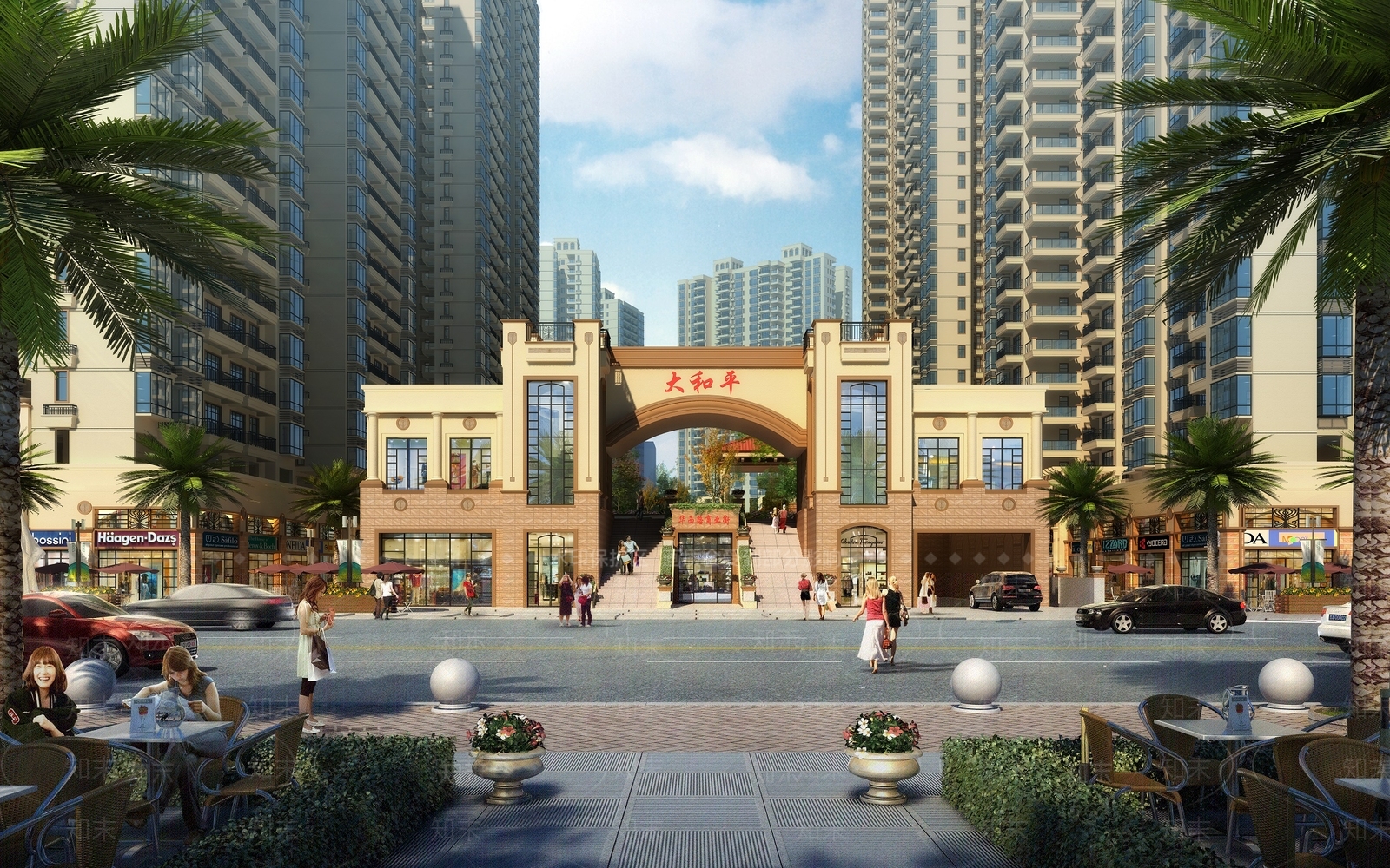 欧式古典住宅区入口大门3D模型下载【ID:1137883010】