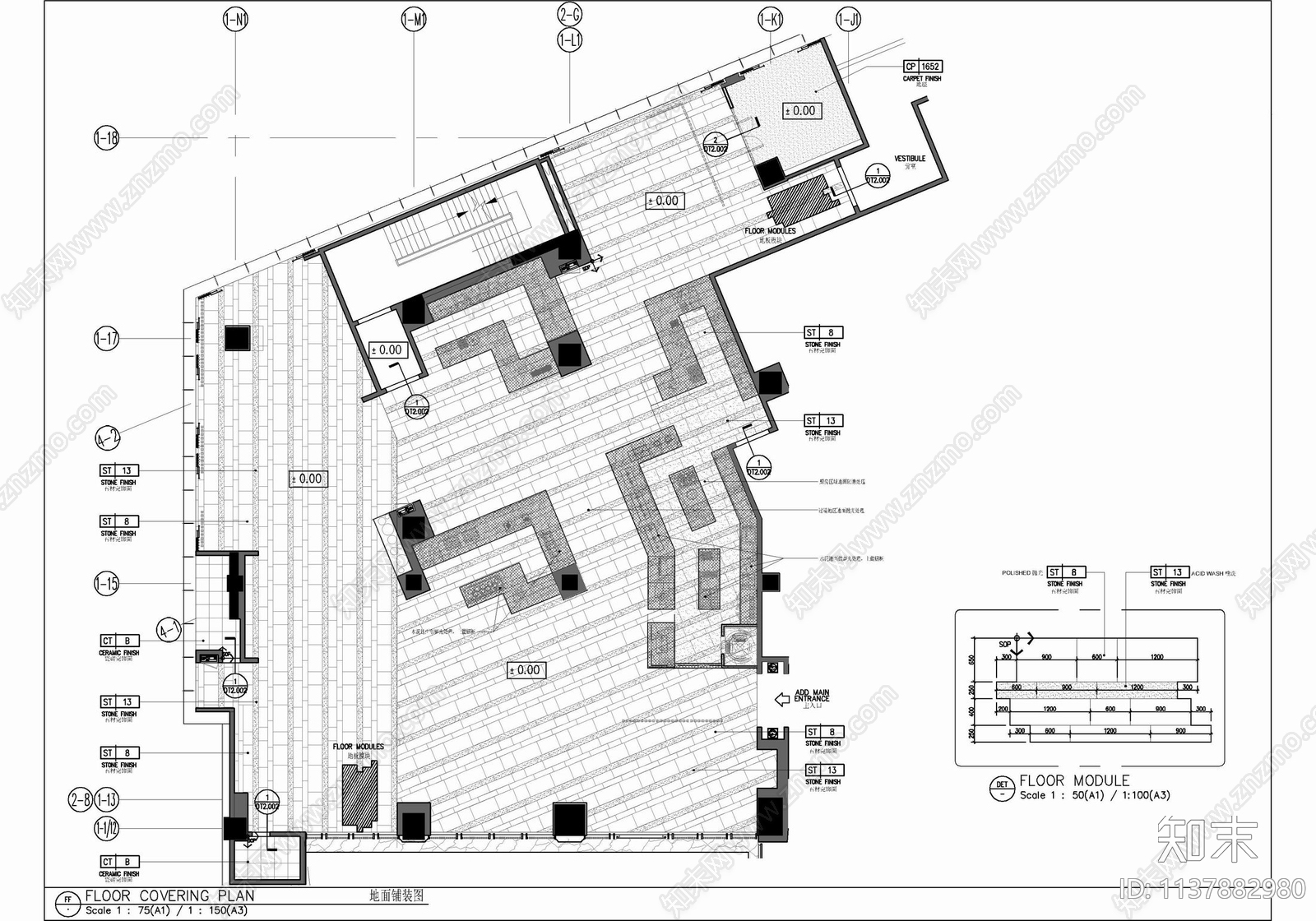 800㎡全日制餐厅室内cad施工图下载【ID:1137882980】