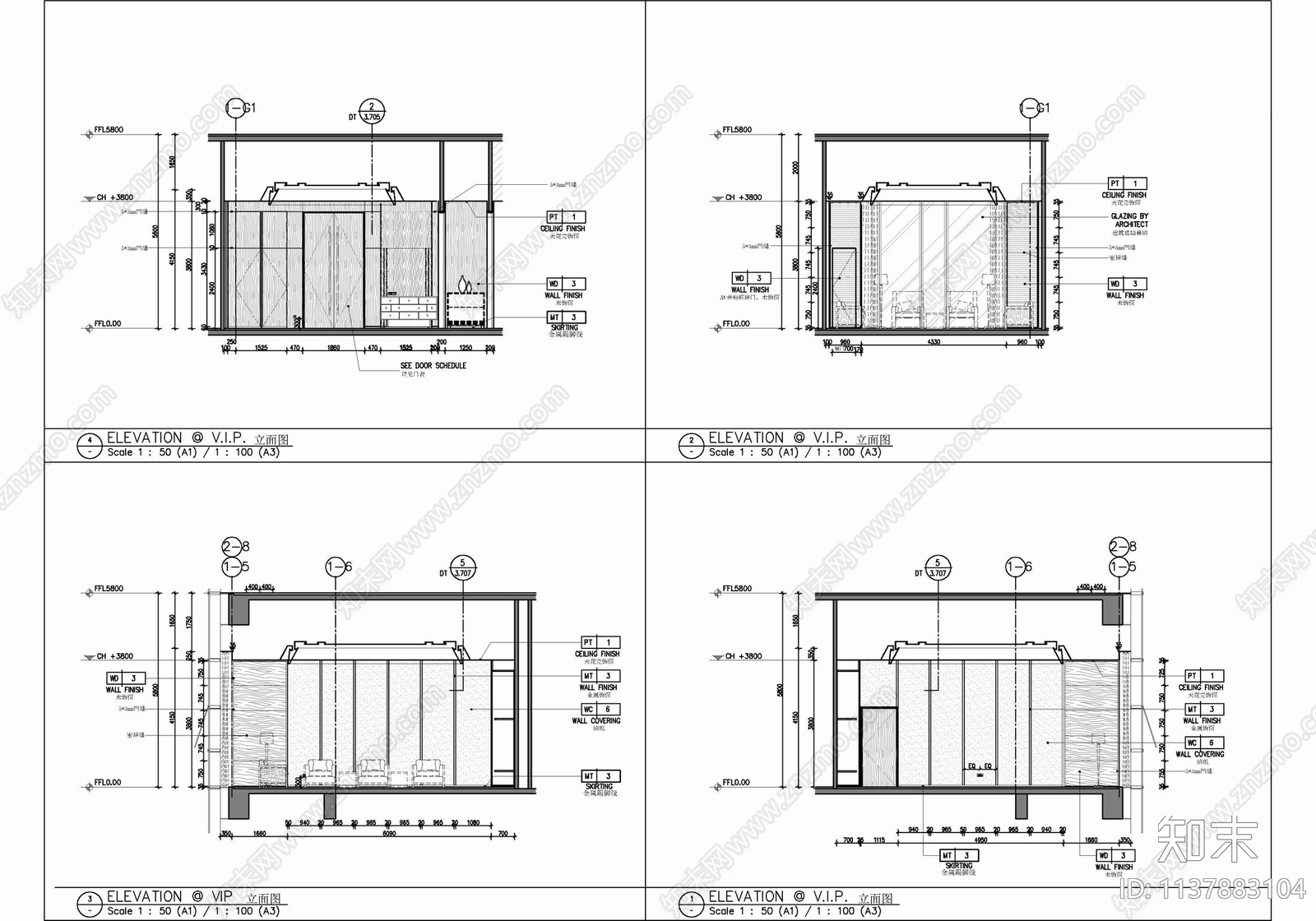 250㎡会议及贵宾接待室cad施工图下载【ID:1137883104】