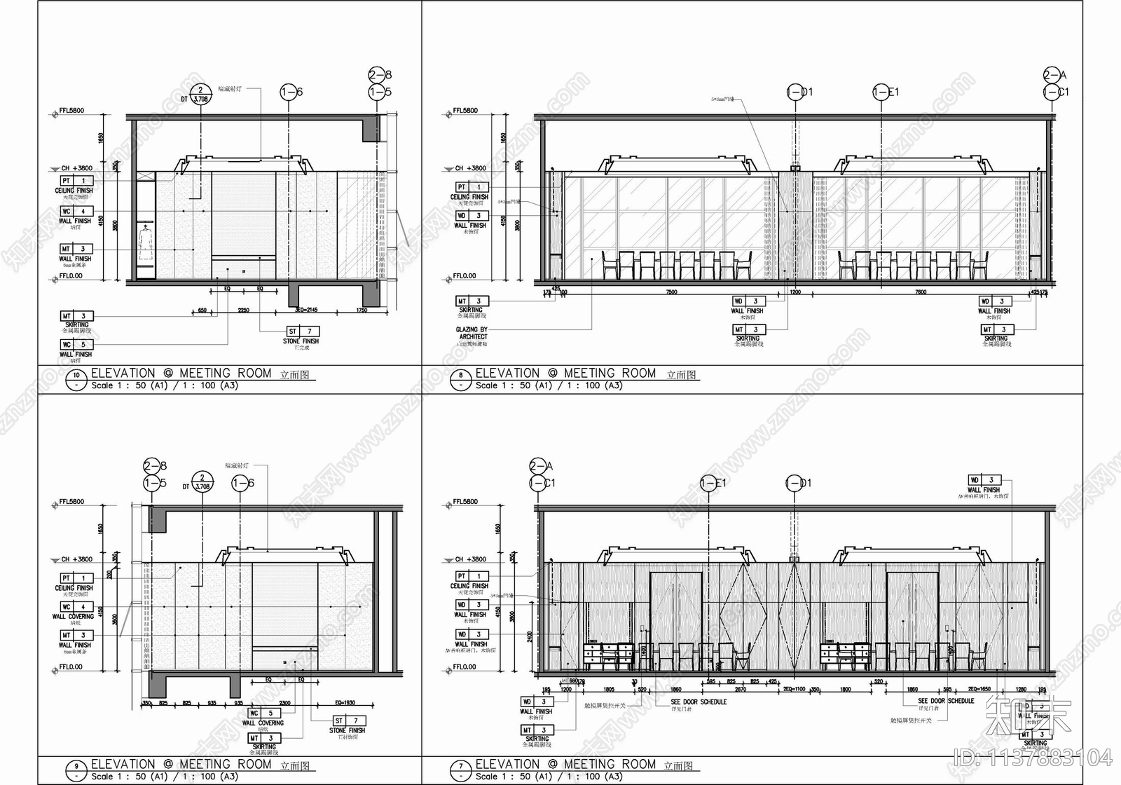 250㎡会议及贵宾接待室cad施工图下载【ID:1137883104】