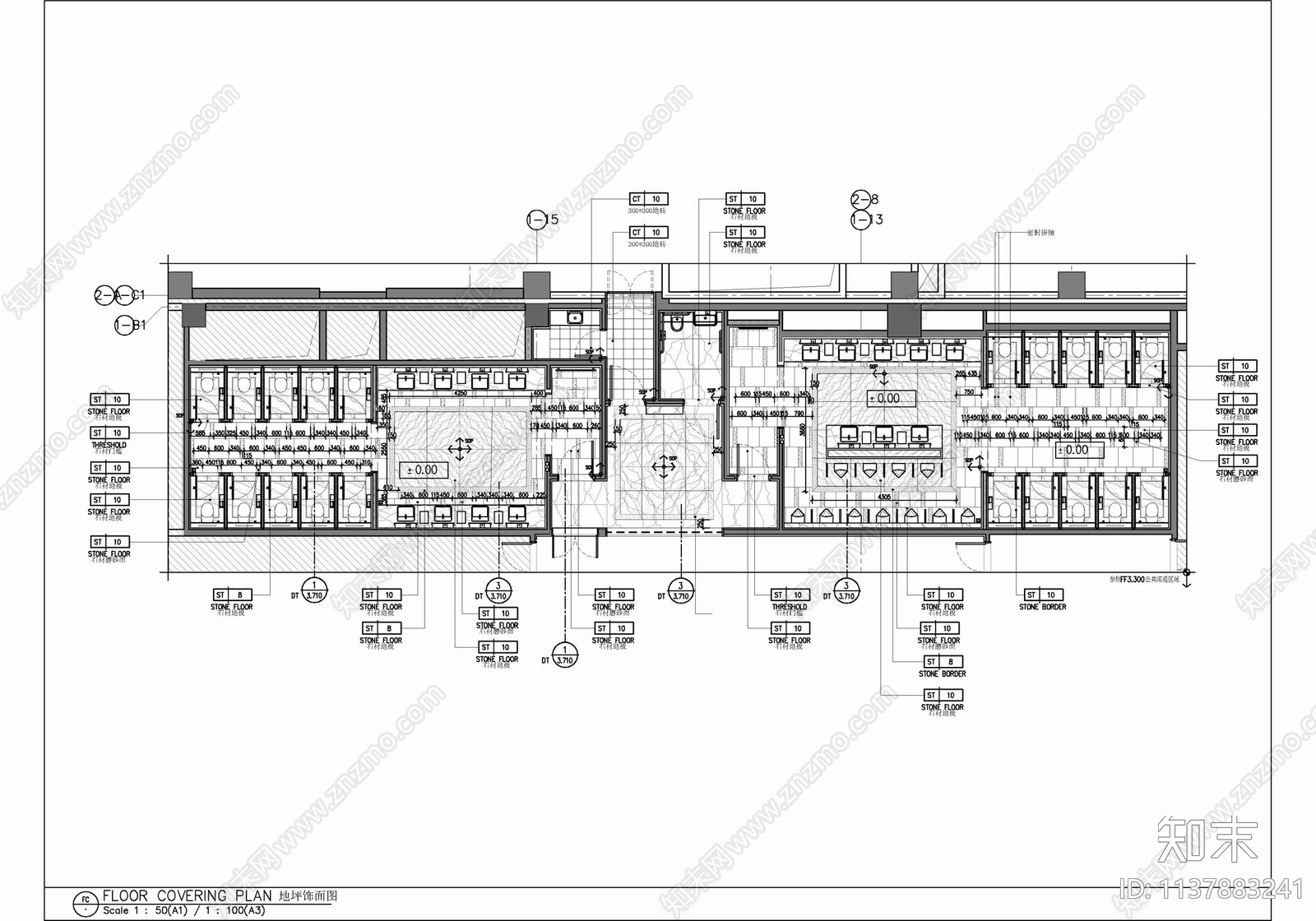 180㎡公共卫生间cad施工图下载【ID:1137883241】