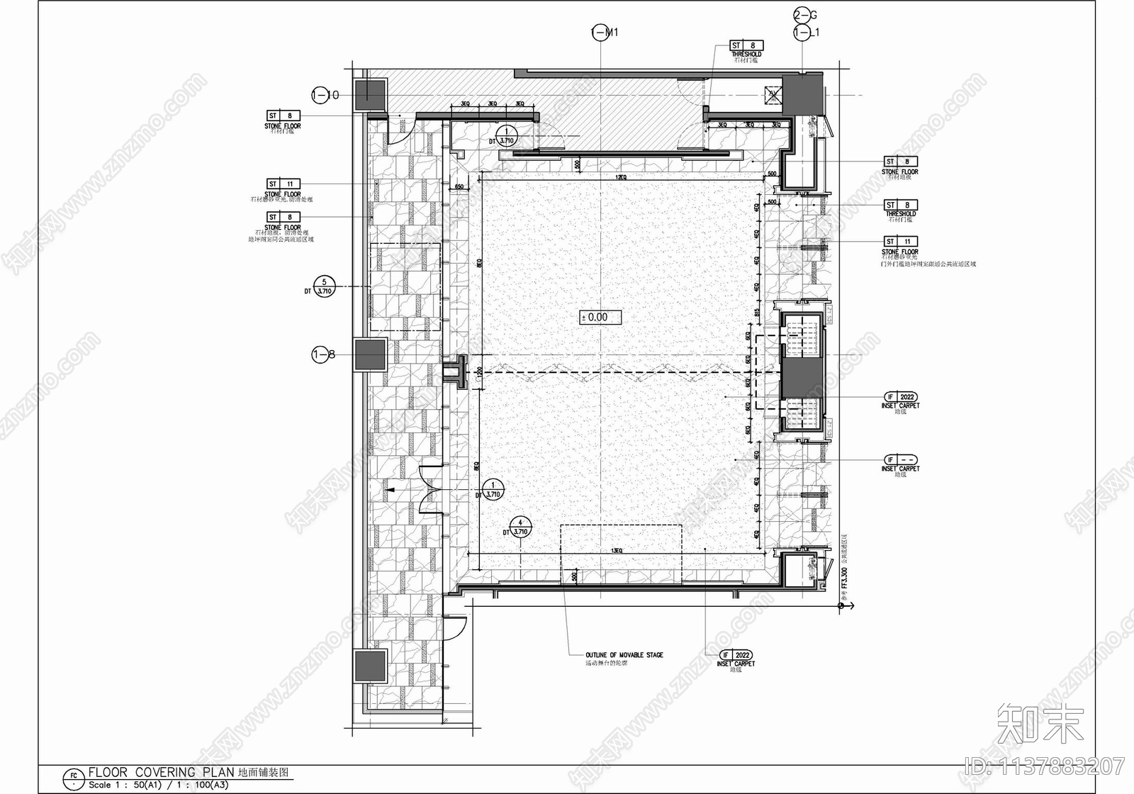 小型宴会厅多功能厅室内cad施工图下载【ID:1137883207】