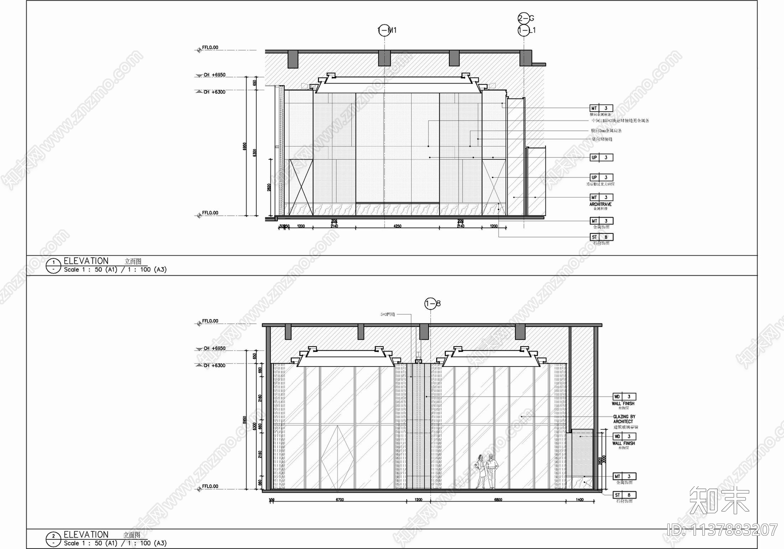 小型宴会厅多功能厅室内cad施工图下载【ID:1137883207】