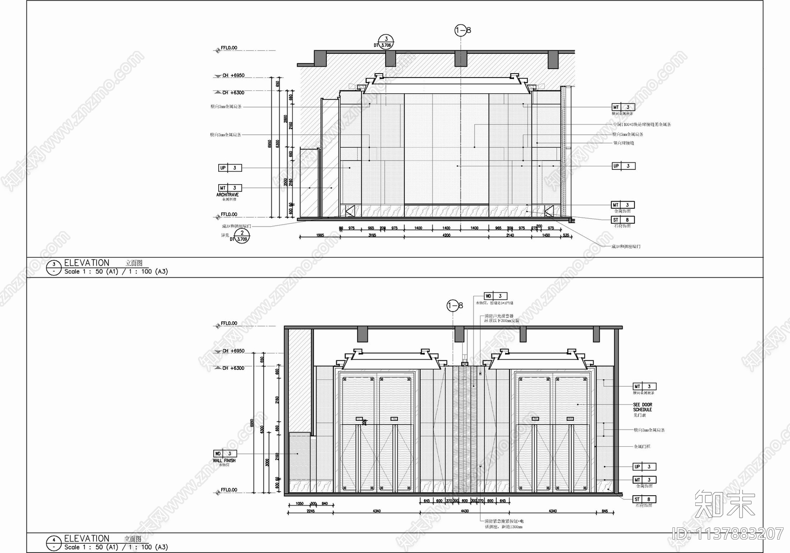 小型宴会厅多功能厅室内cad施工图下载【ID:1137883207】