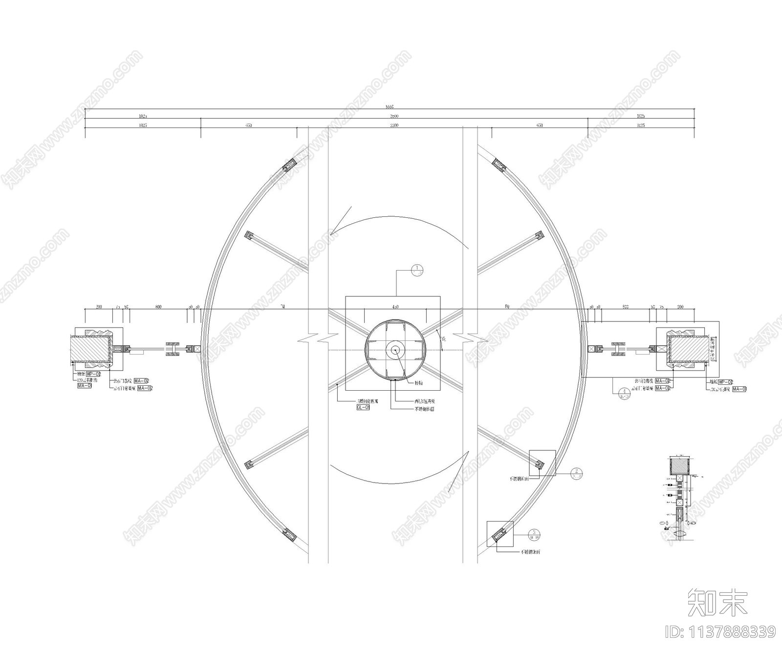 旋转门节点cad施工图下载【ID:1137888339】
