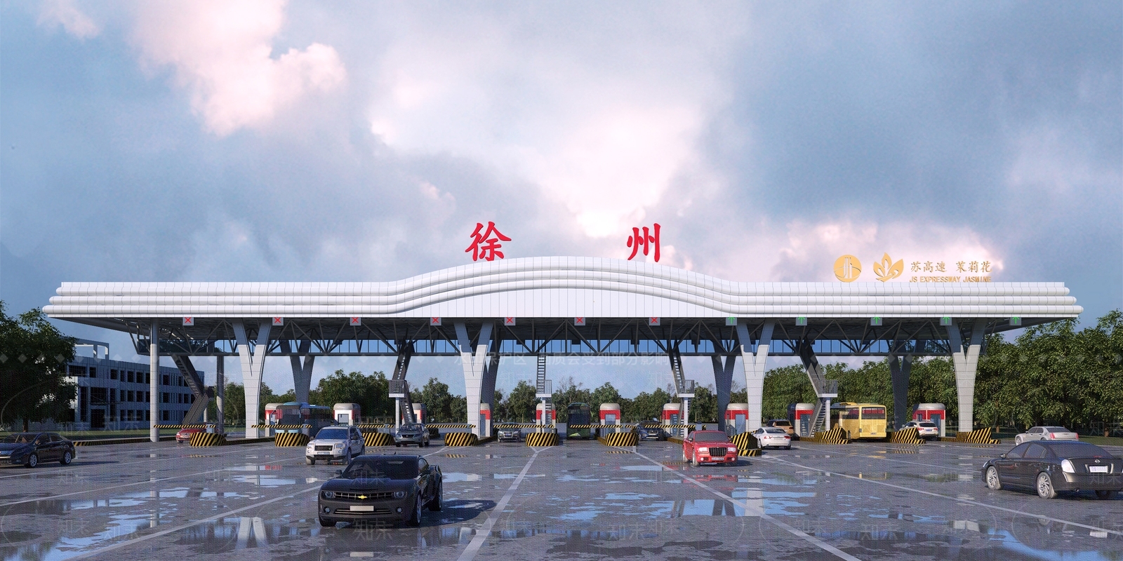 现代收费站3D模型下载【ID:1137896311】