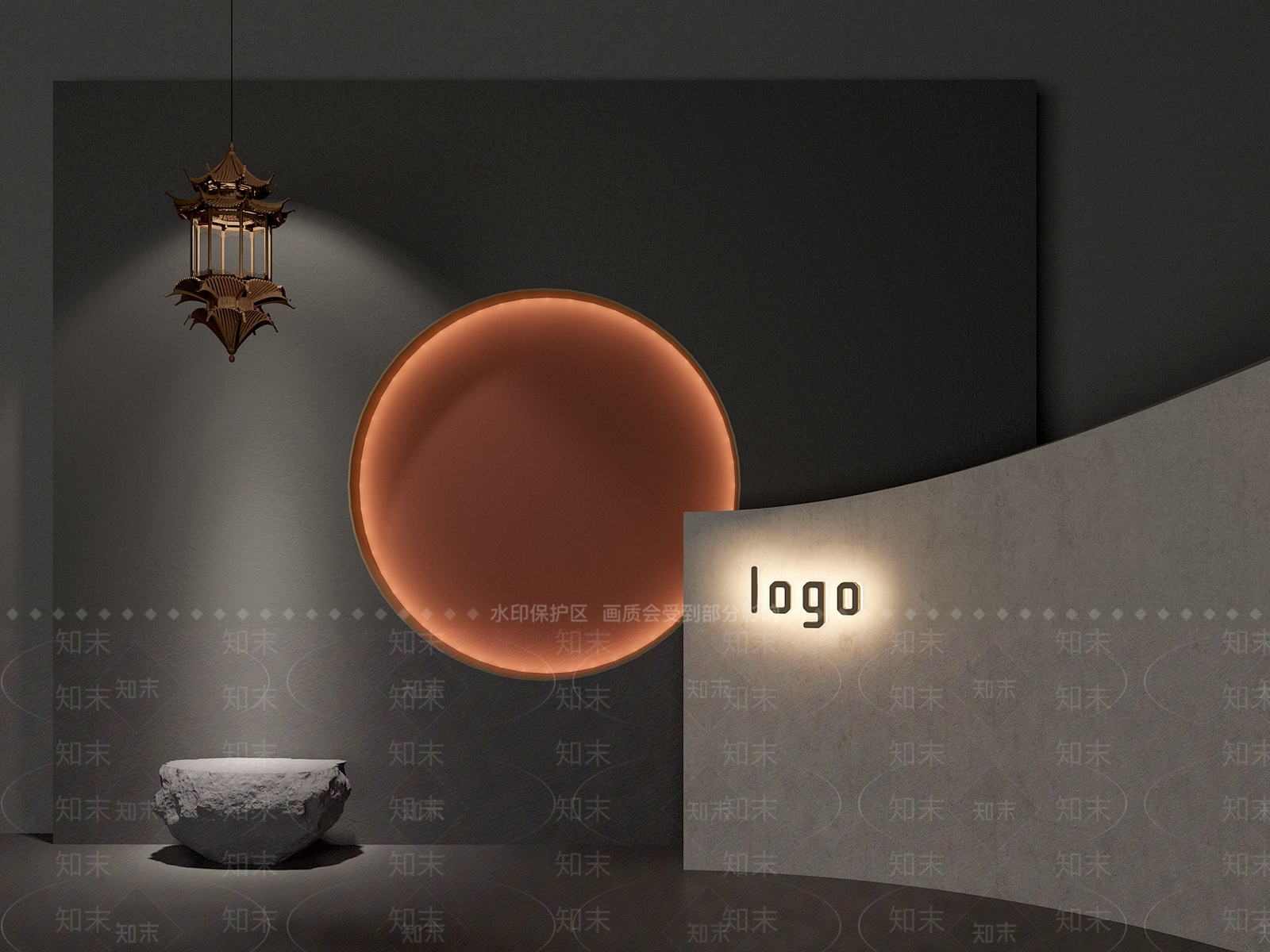 新中式造型墙3D模型下载【ID:1137895831】