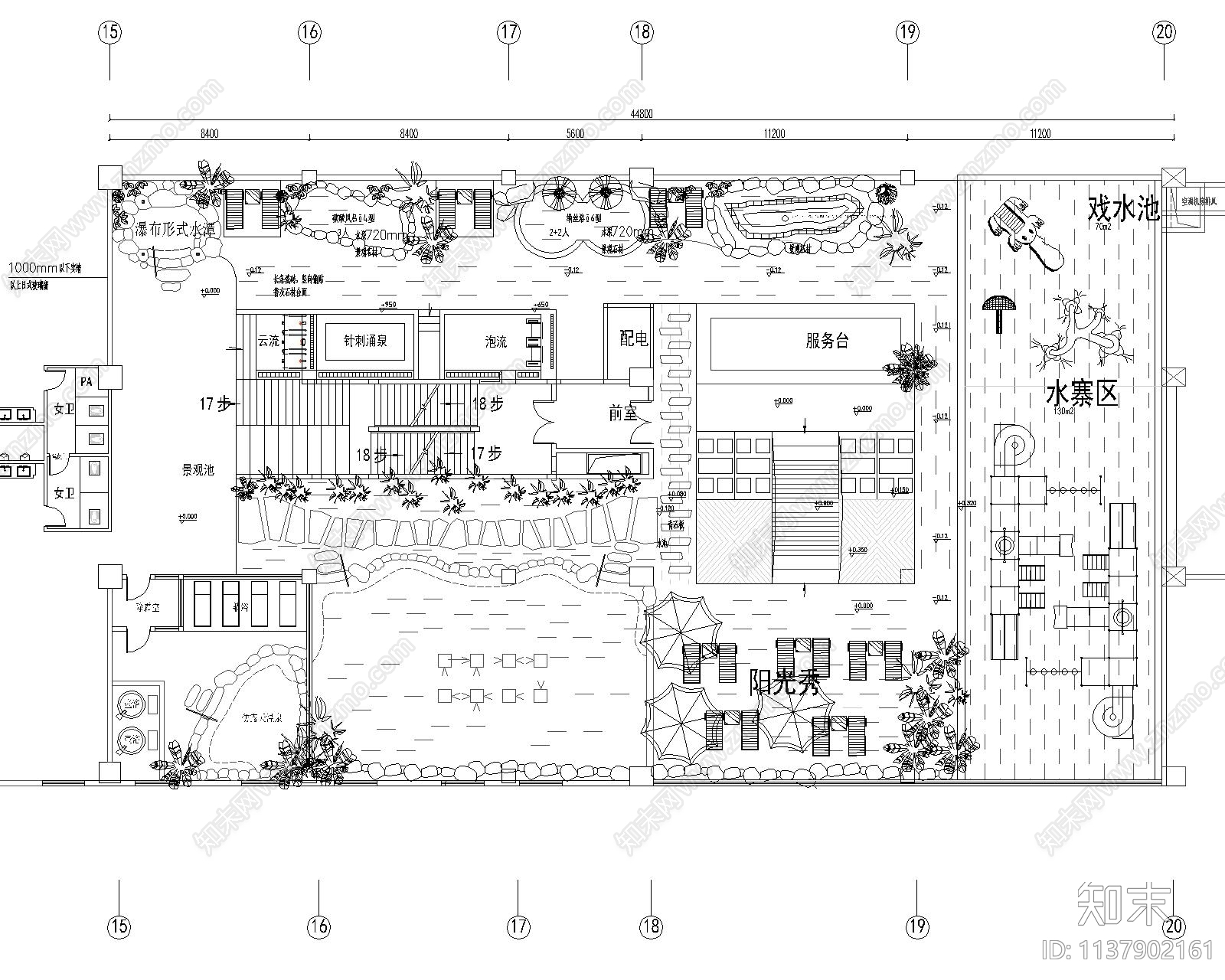 温泉休闲会所景观平面图施工图下载【ID:1137902161】