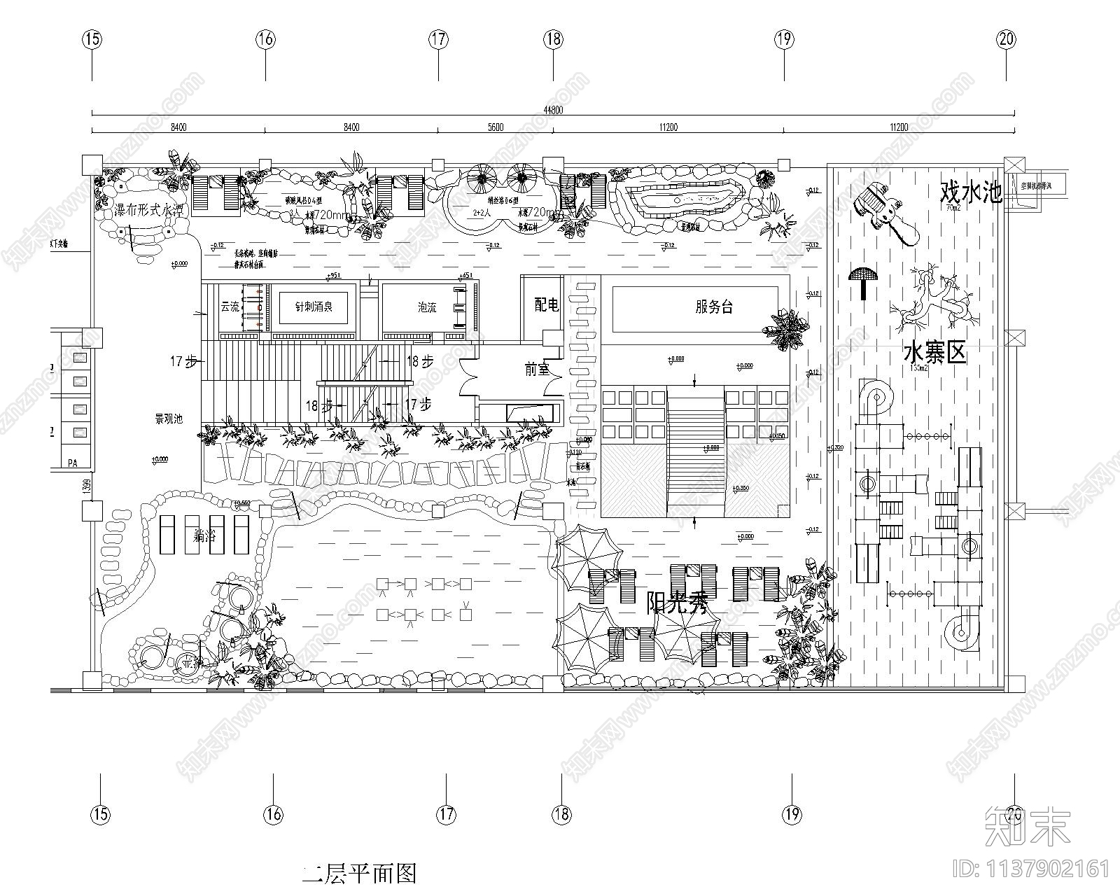 温泉休闲会所景观平面图cad施工图下载【ID:1137902161】