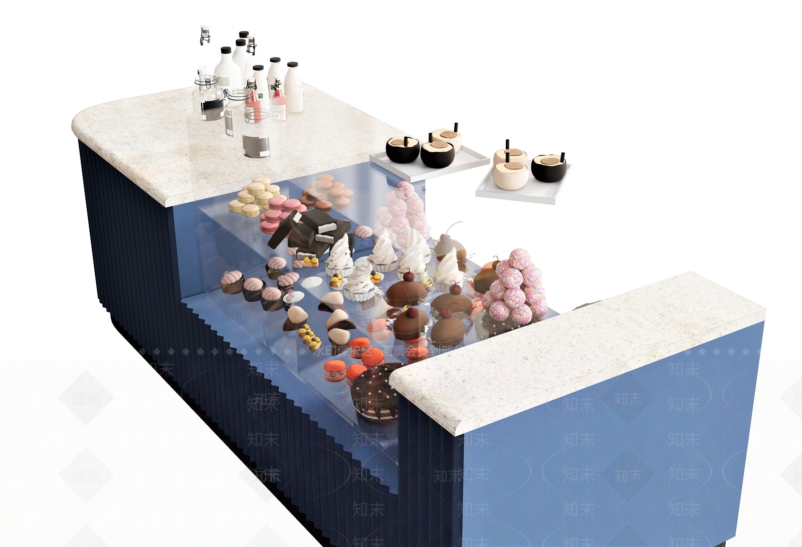 现代水吧台蛋糕柜SU模型下载【ID:1137902715】