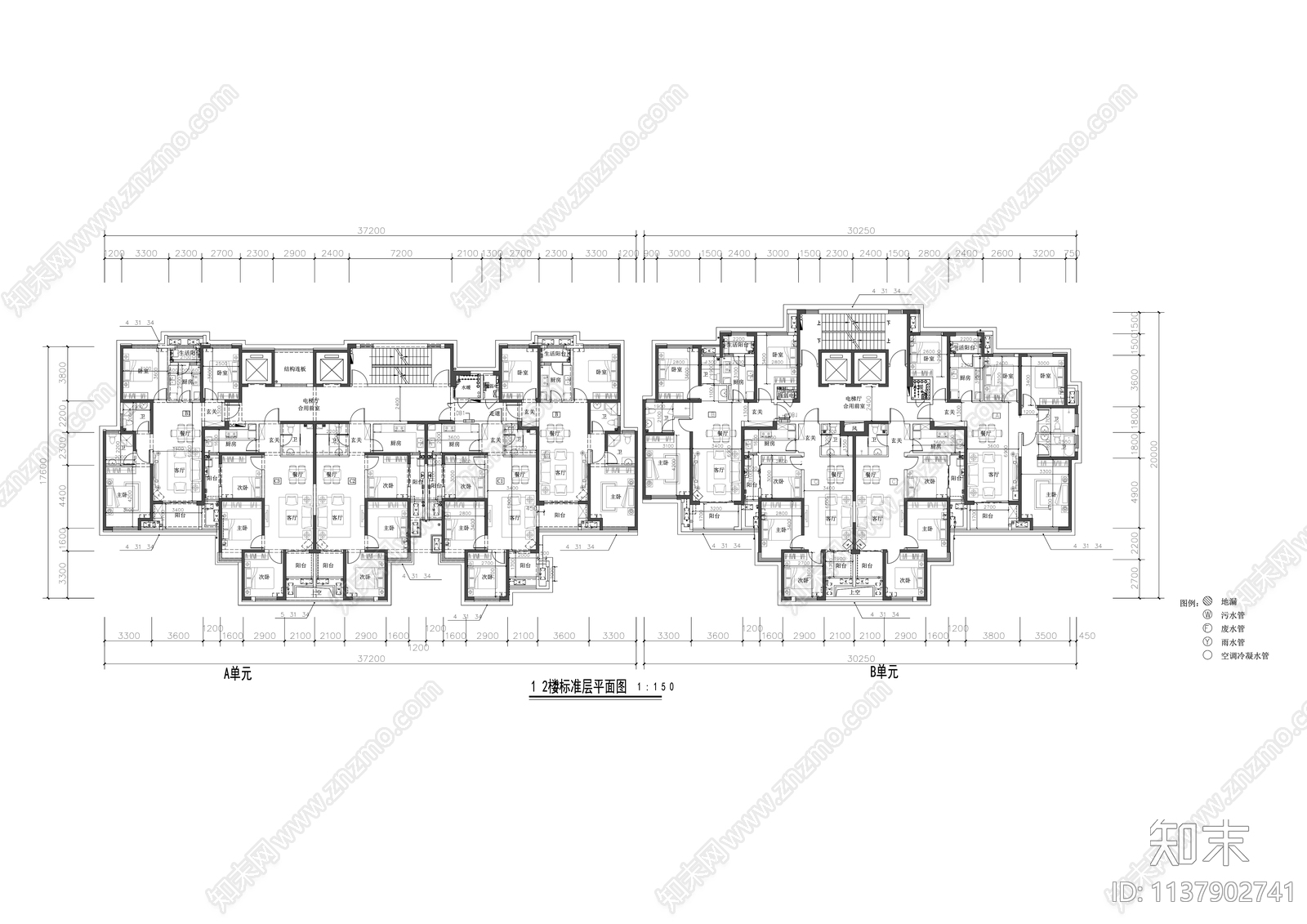 高层住宅建筑效果图cad施工图下载【ID:1137902741】