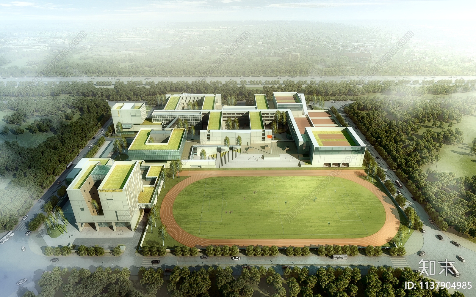 中小学总平面图效果图施工图下载【ID:1137904985】