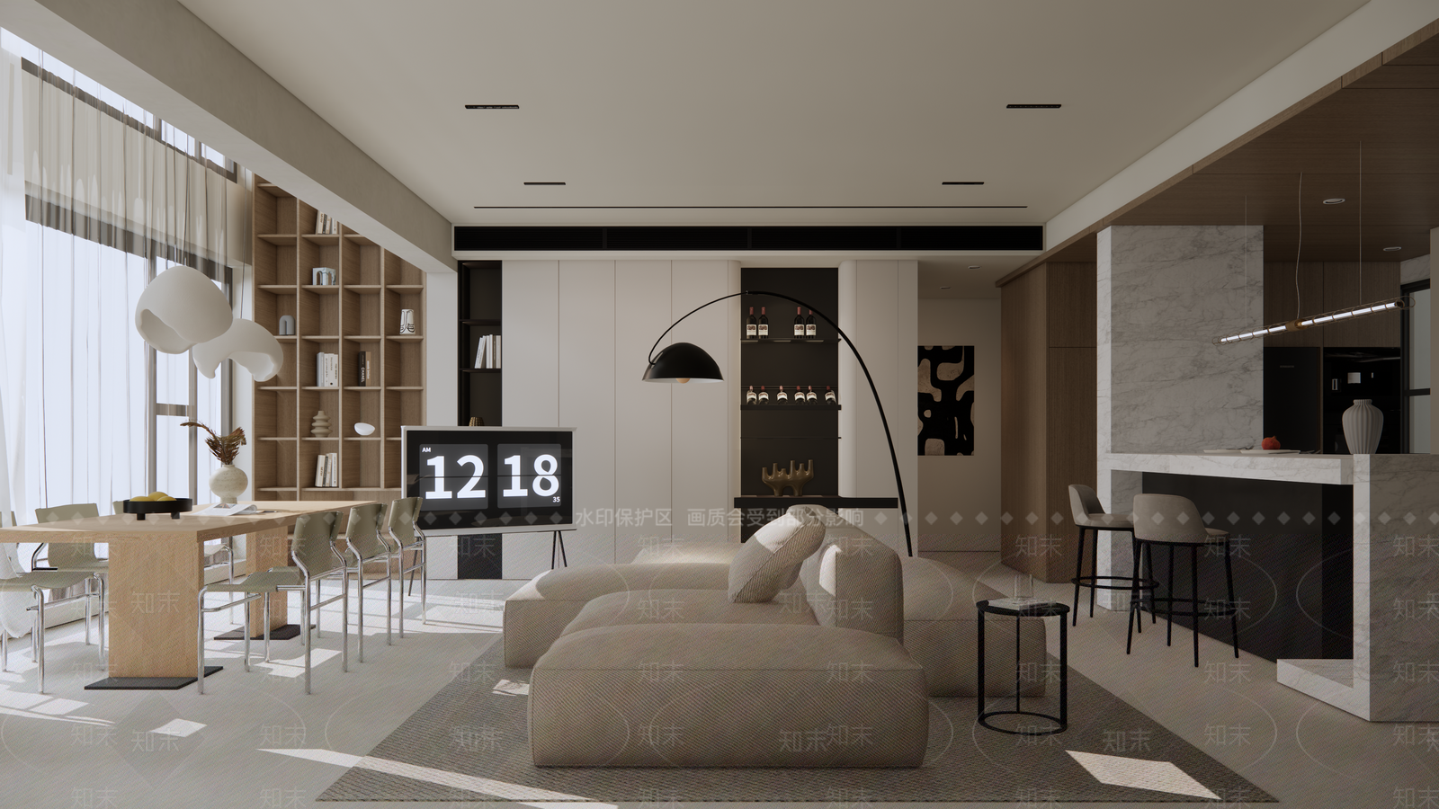 现代别墅客厅SU模型下载【ID:1137905983】