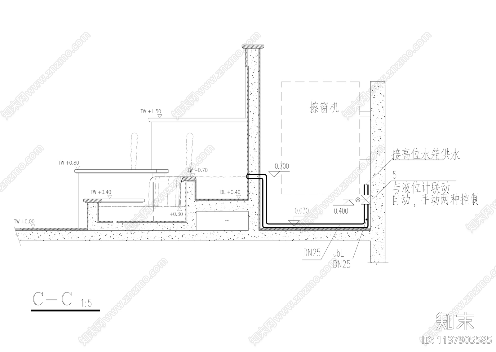 喷泉排水给水详图施工图下载【ID:1137905585】