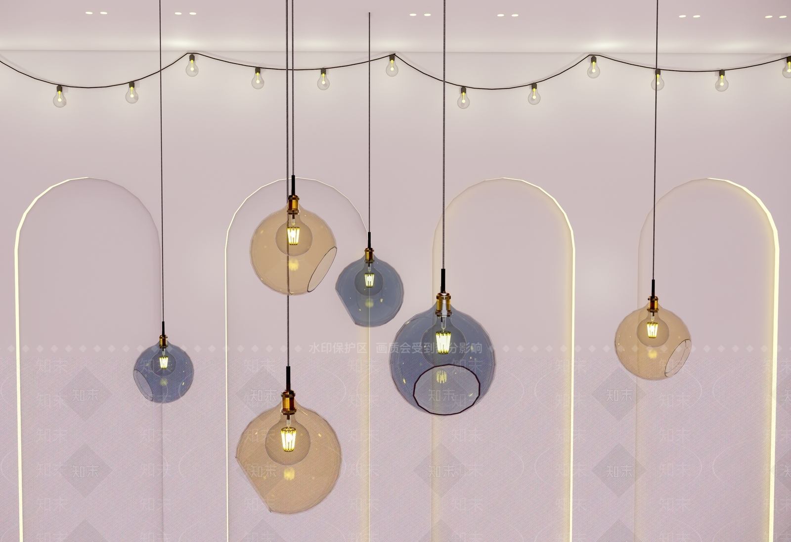 现代艺术球形吊灯SU模型下载【ID:1138064085】_知末su模型网