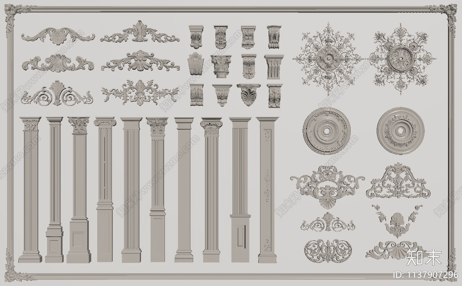 欧式罗马柱SU模型下载【ID:1137907296】