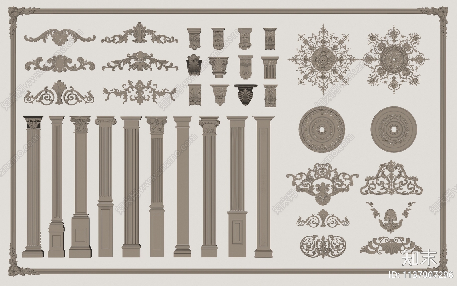 欧式罗马柱SU模型下载【ID:1137907296】
