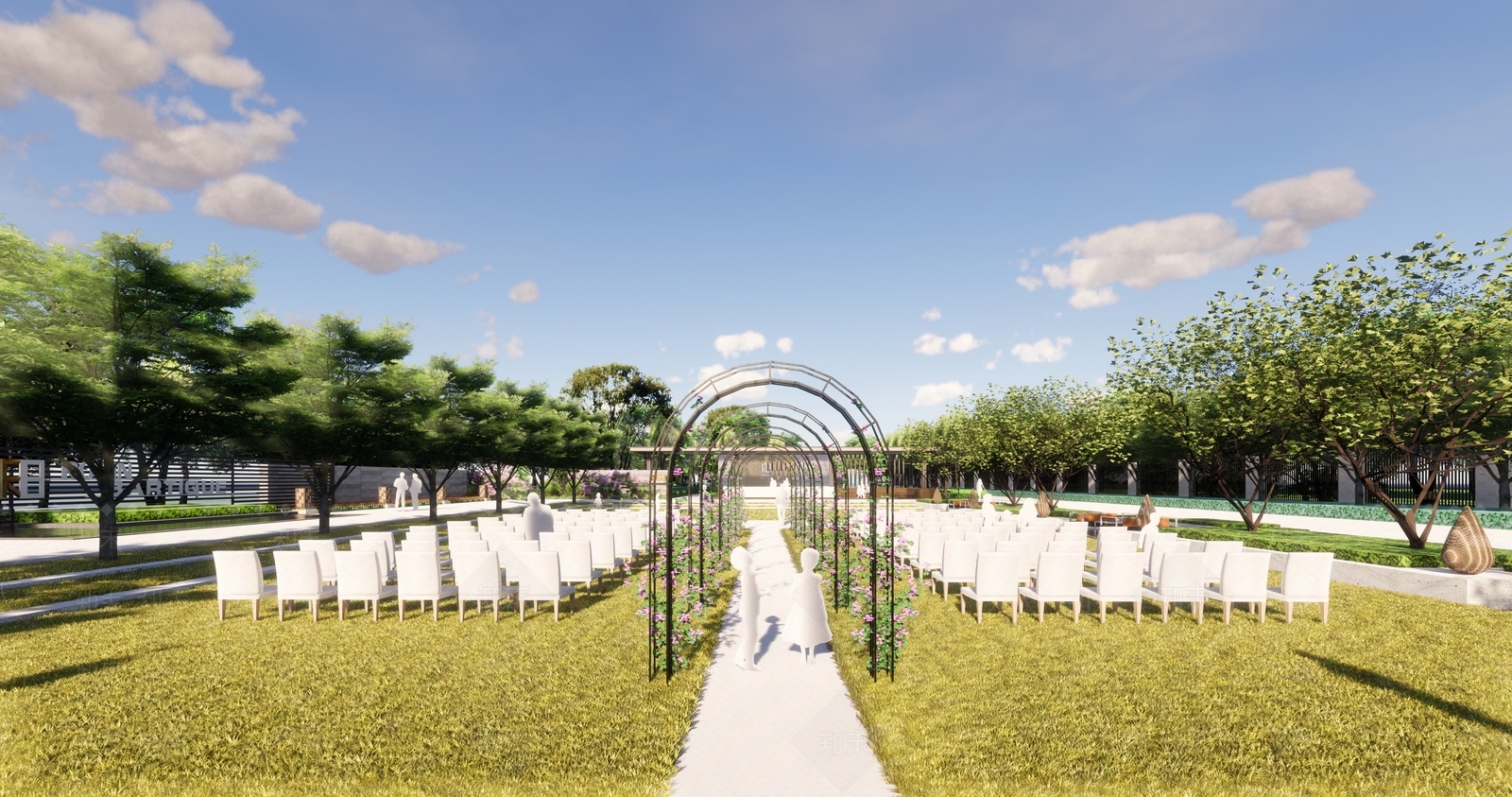 现代草坪婚礼美陈SU模型下载【ID:1138001274】