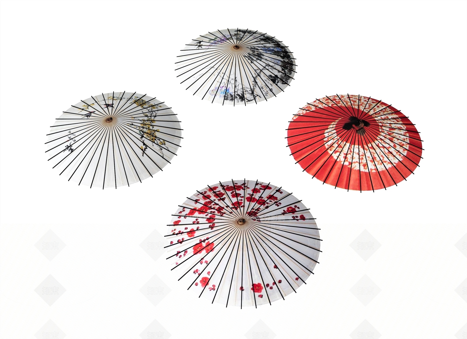 日式花伞SU模型下载【ID:1137915872】