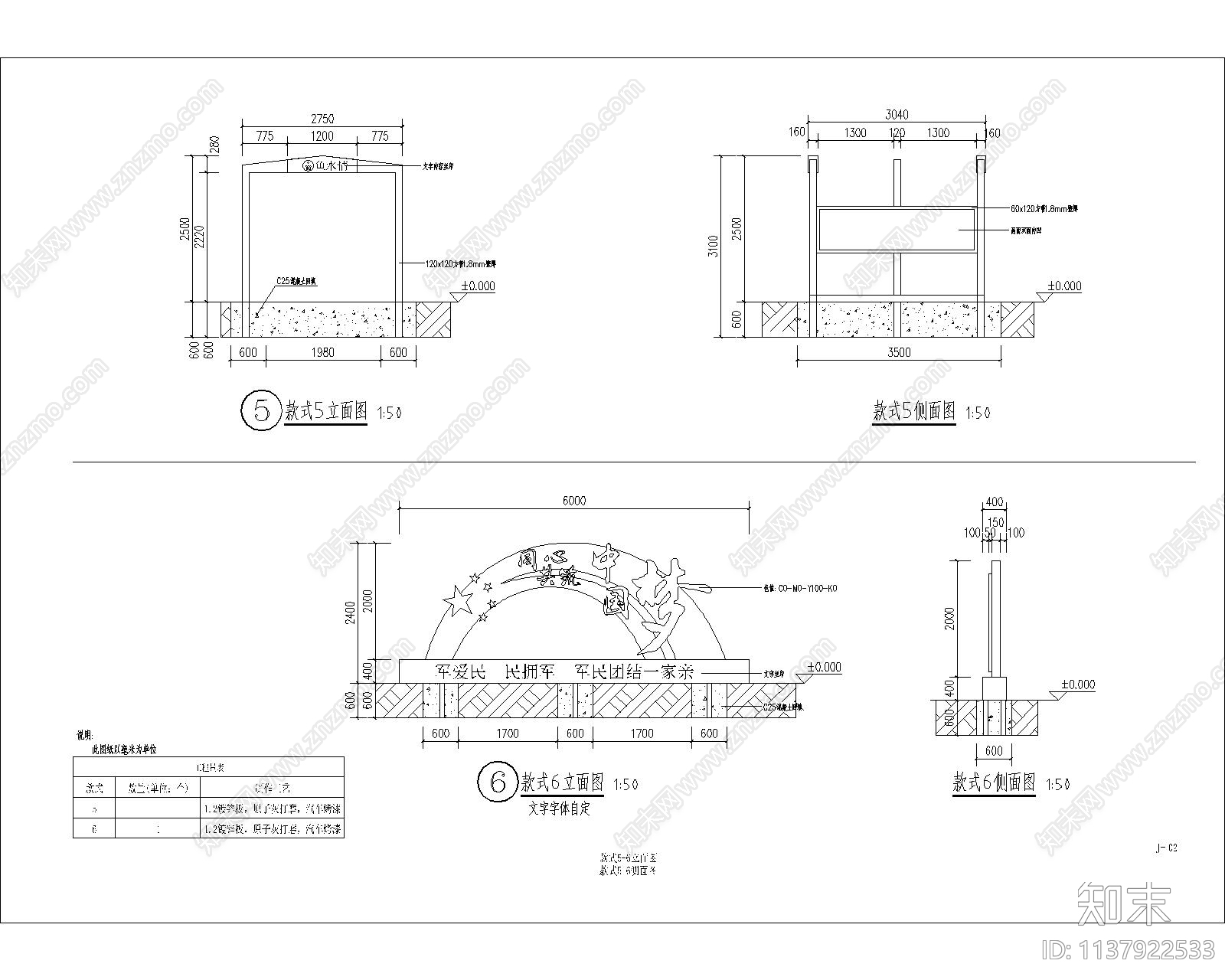 党建宣传小品立牌cad施工图下载【ID:1137922533】