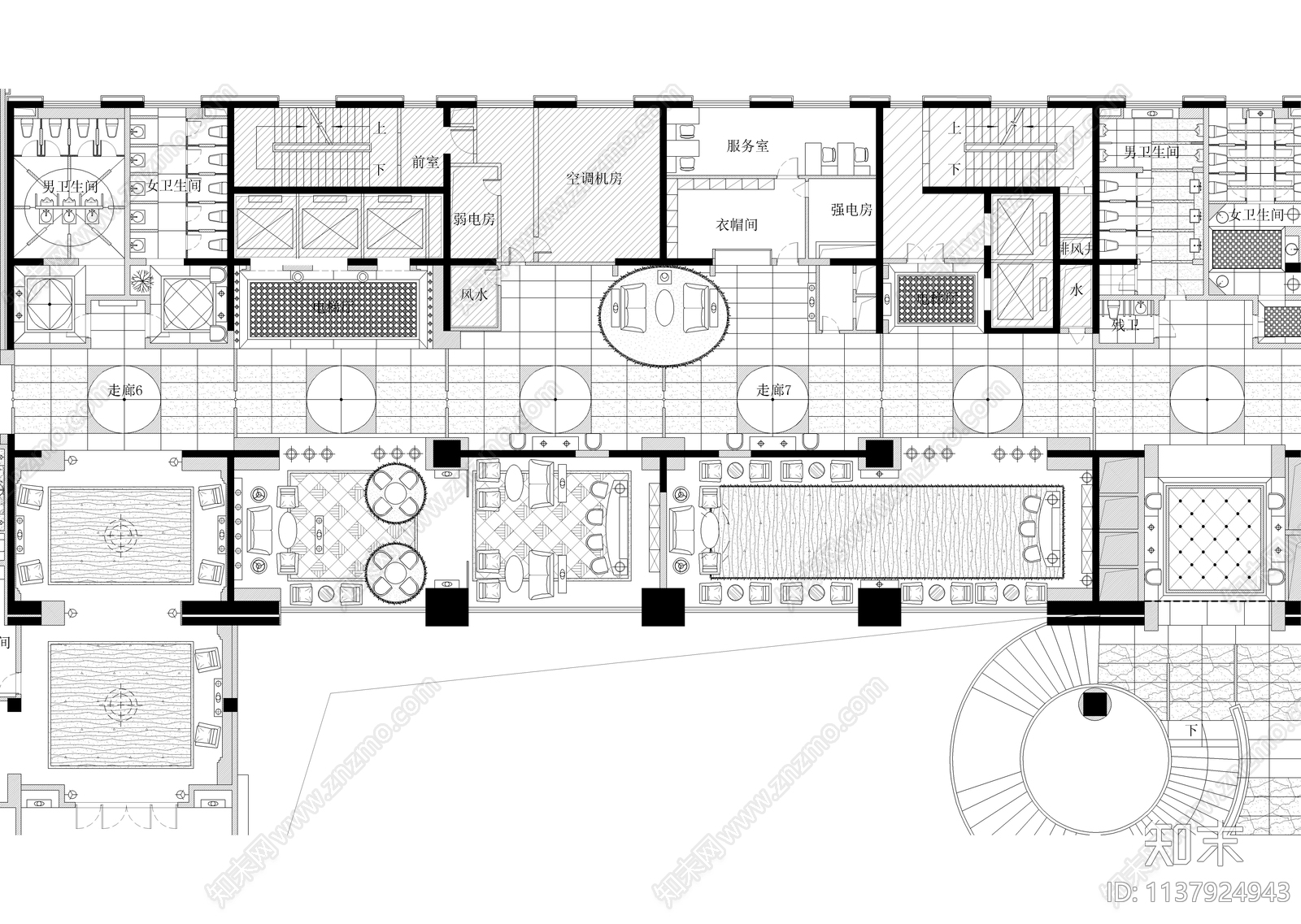 五星级酒店三层会议中心cad施工图下载【ID:1137924943】