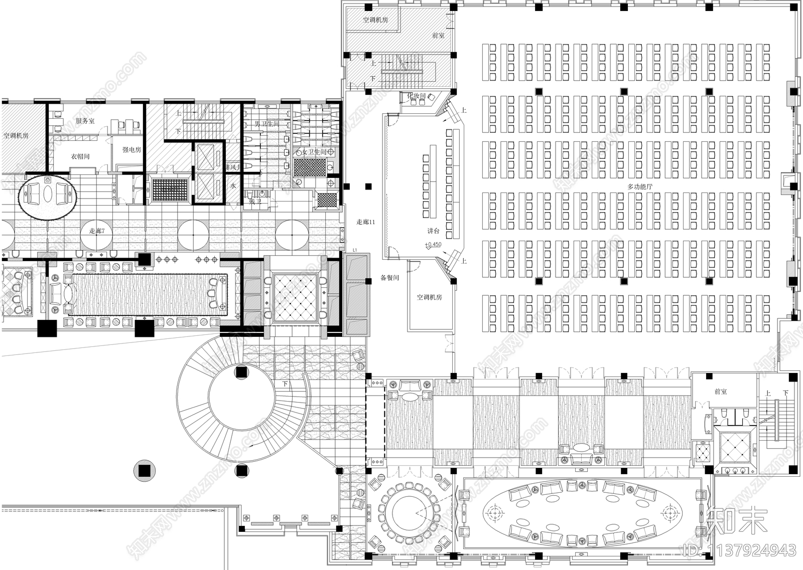 五星级酒店三层会议中心cad施工图下载【ID:1137924943】