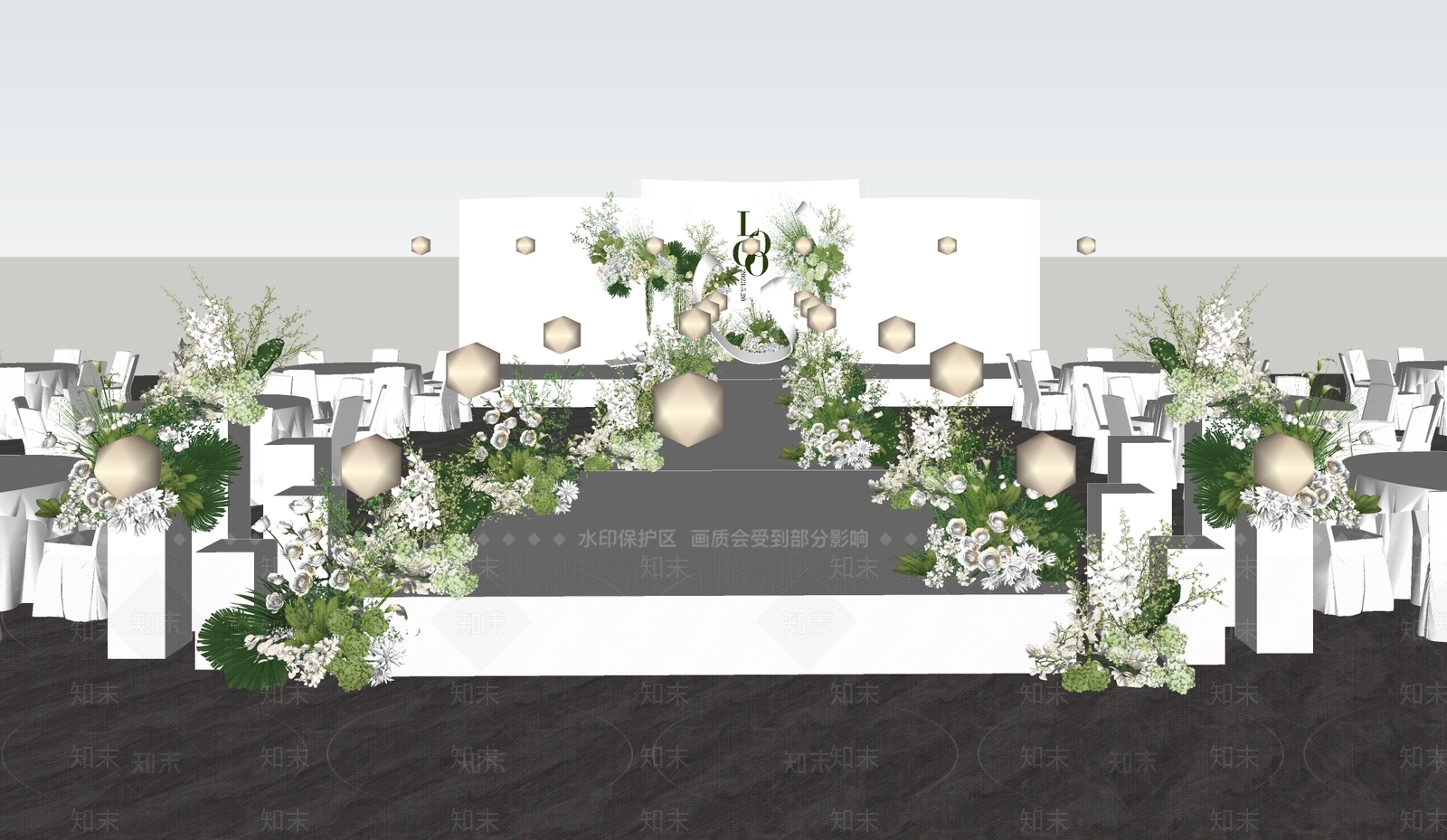 现代酒店宴会厅SU模型下载【ID:1137926707】