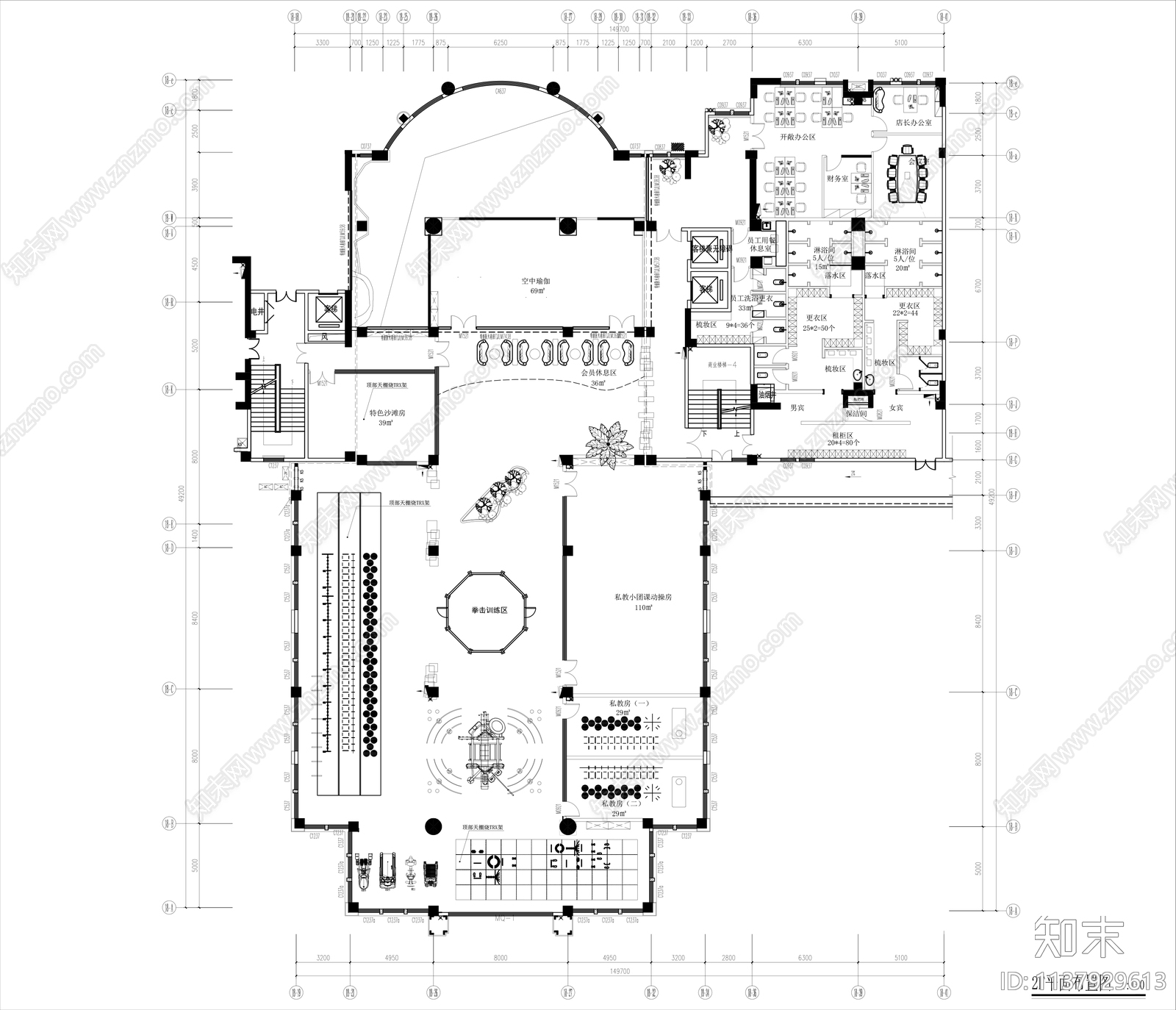 金康博健身会所cad施工图下载【ID:1137929613】
