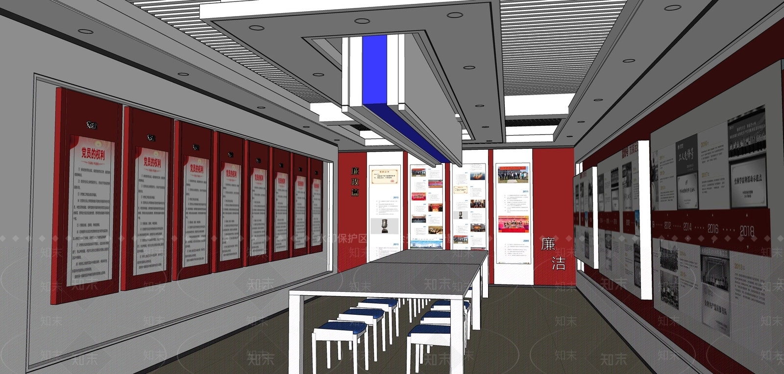 现代党建展厅SU模型下载【ID:1137943450】