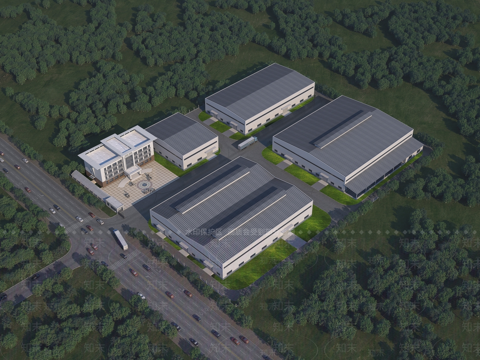 现代工业厂房3D模型下载【ID:1137943517】