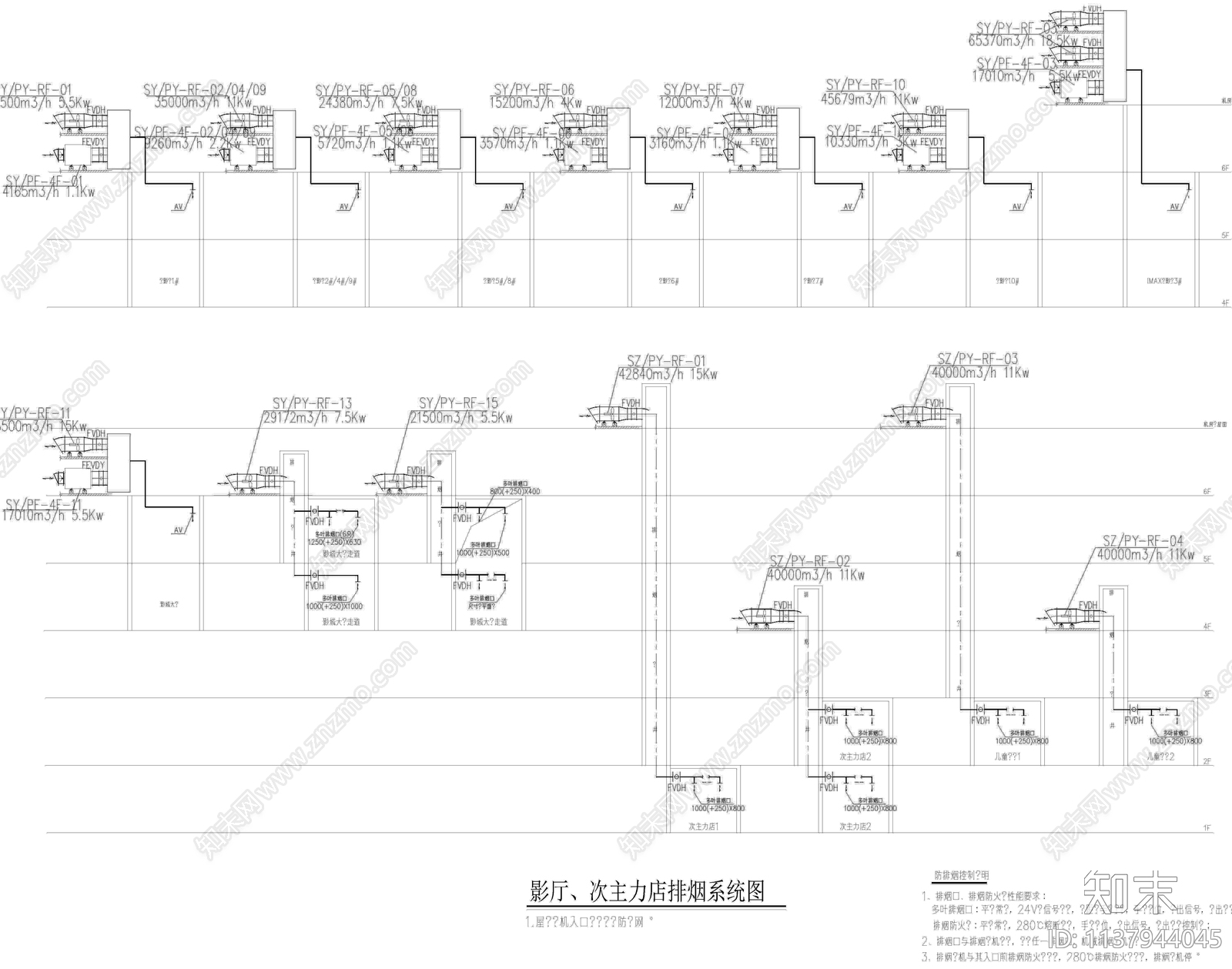 送风系统图排烟图cad施工图下载【ID:1137944045】