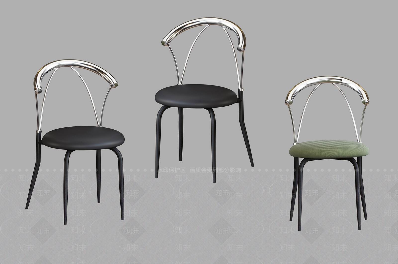 现代简约不锈钢餐椅3D模型下载【ID:1137946204】