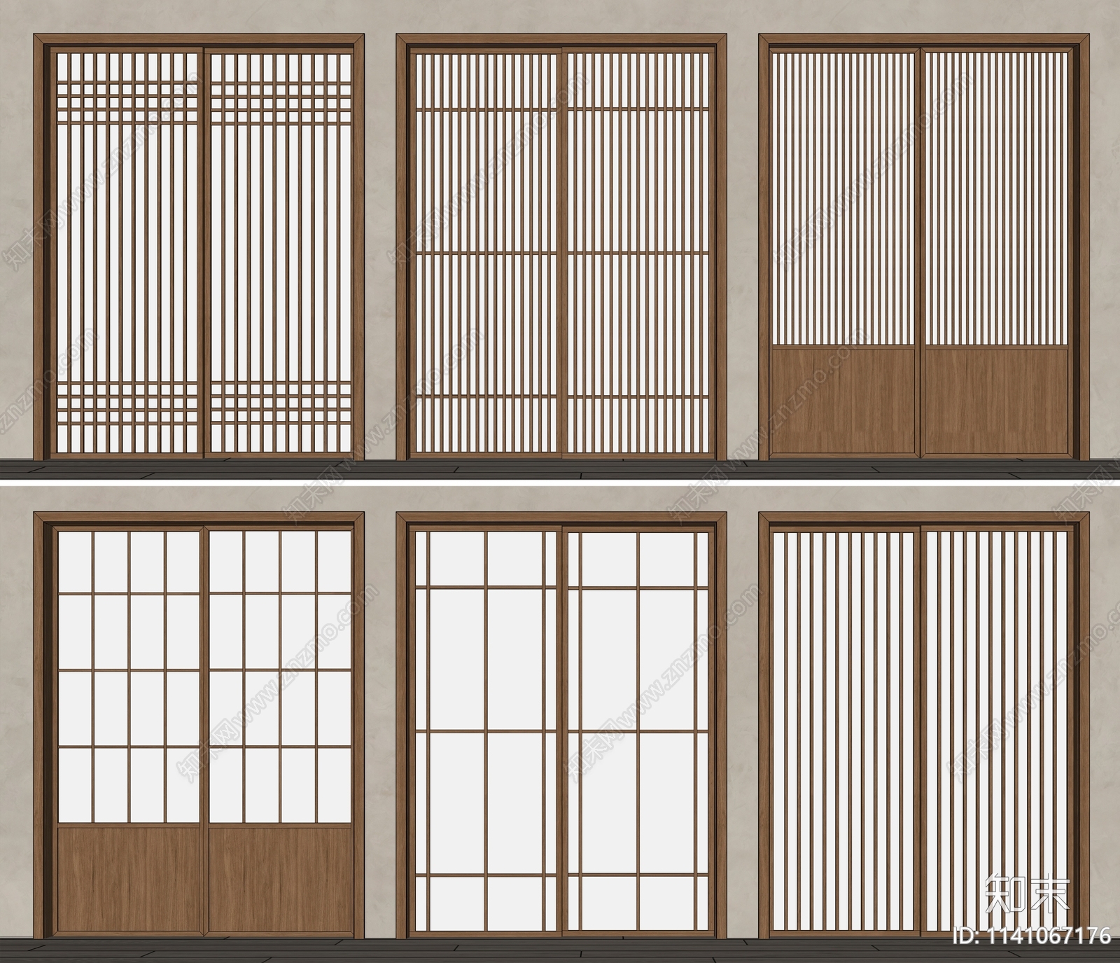 日式推拉门SU模型下载【ID:1141067176】