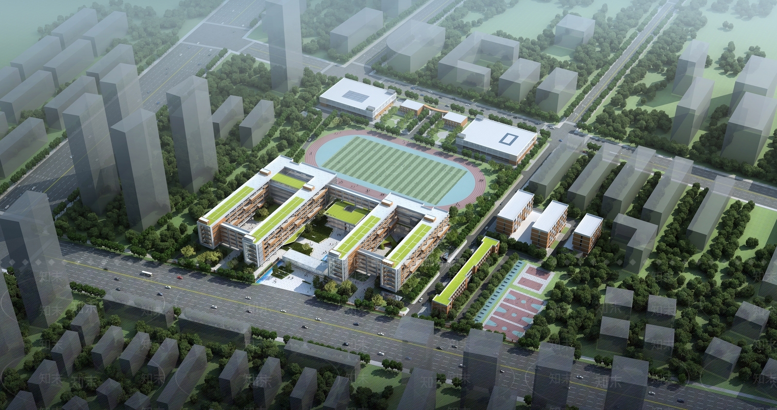 现代学校外观3D模型下载【ID:1137949506】