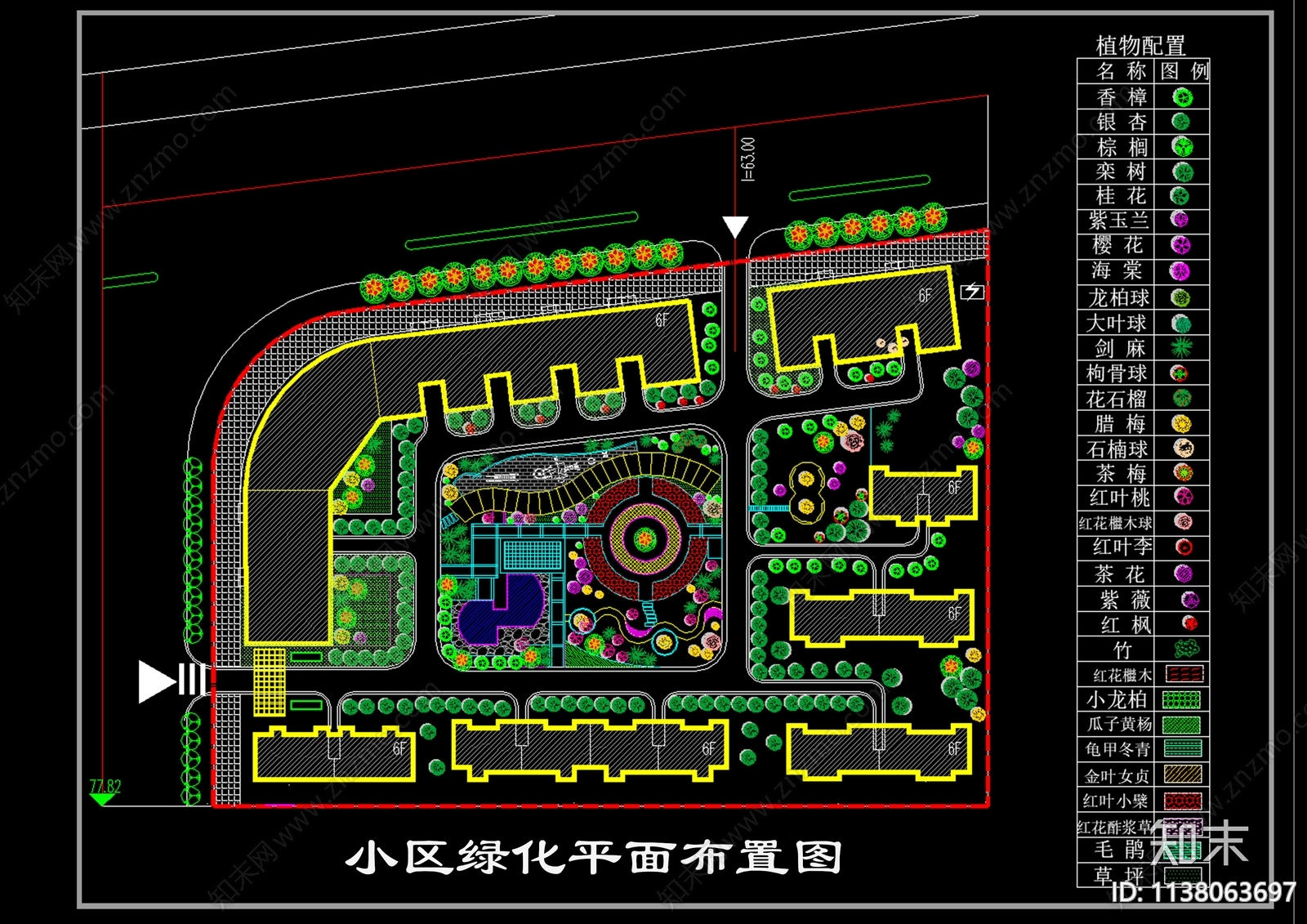 小区园林景观绿化布置平面图施工图下载【ID:1138063697】